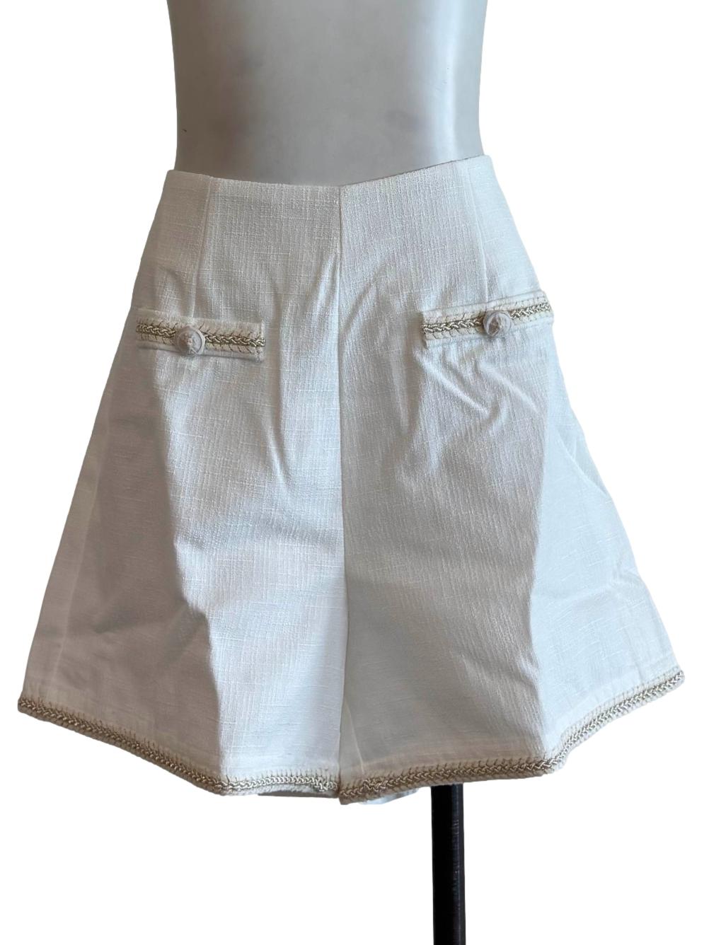 Powder White Tweed Shorts