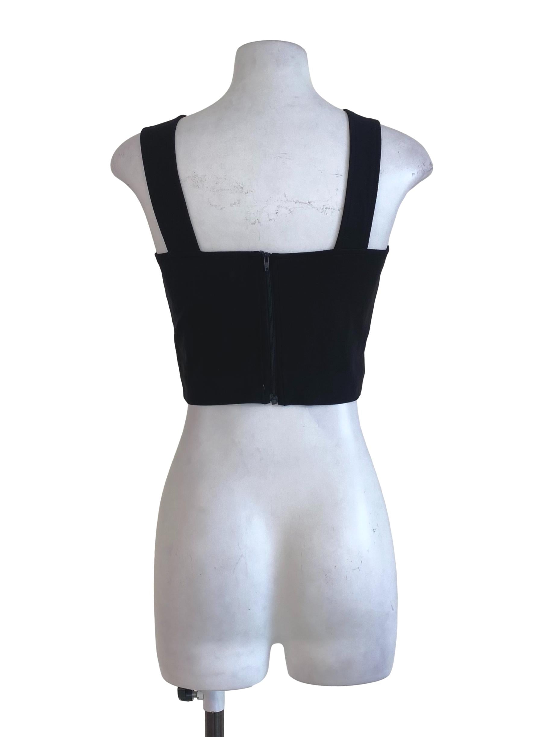 Black Plain Crop Tank Top