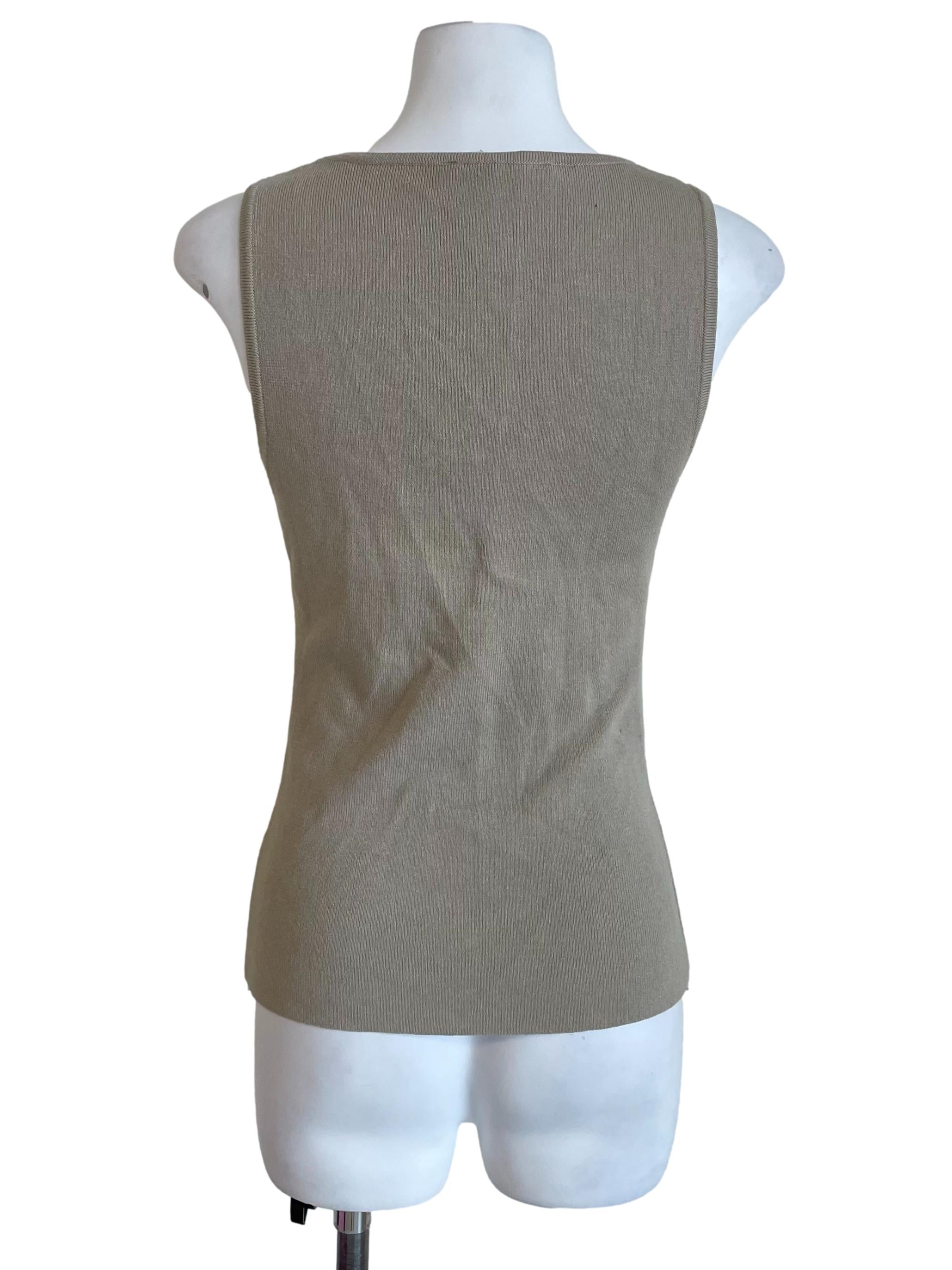 Beige Scoop Neck Knit Tank Top