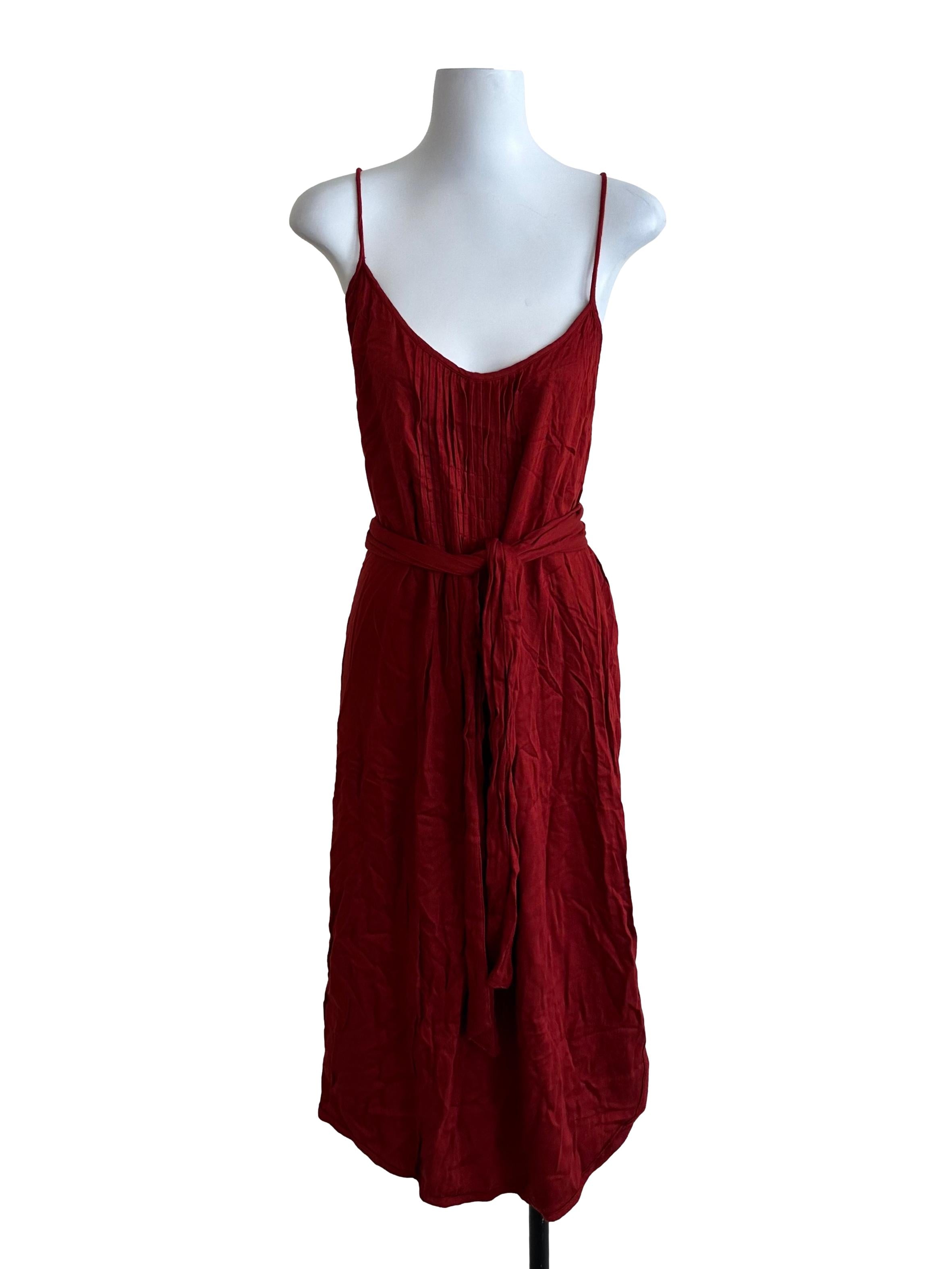 Ruby Red Scoop Neck Strap Dress