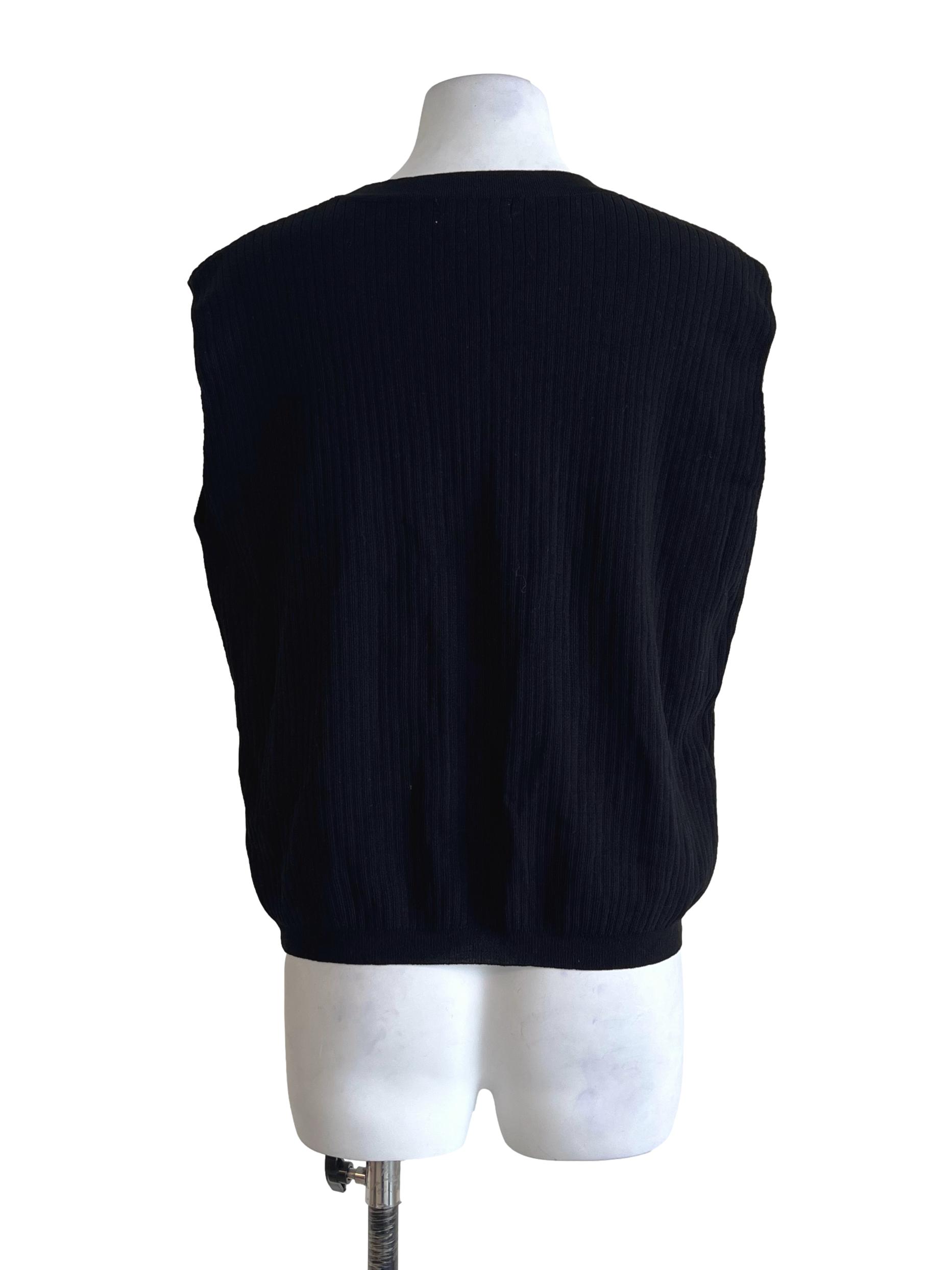 Jade Black Sleeveless Ribbed Top
