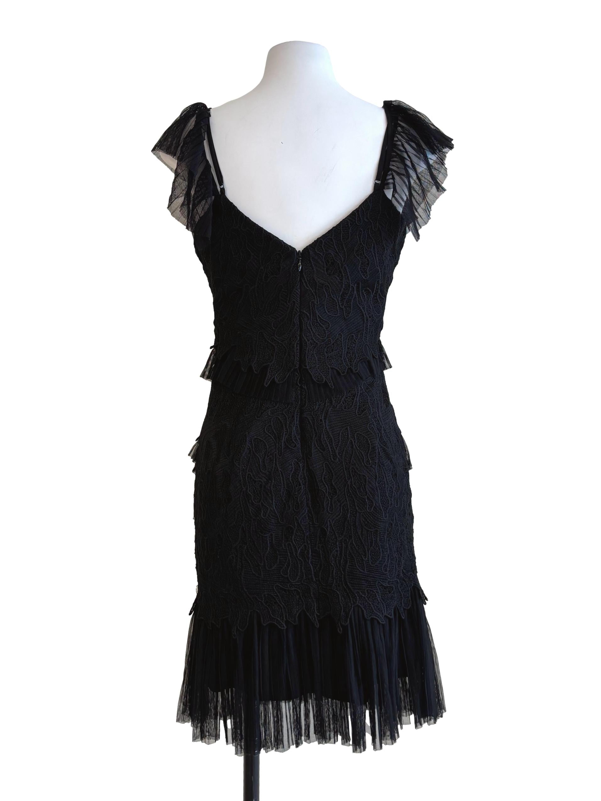 Slate Black Textured Ruffle Dress
