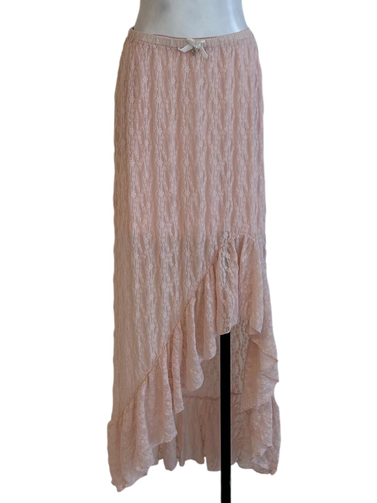 Baby Pink Lace Ruffled Skirt