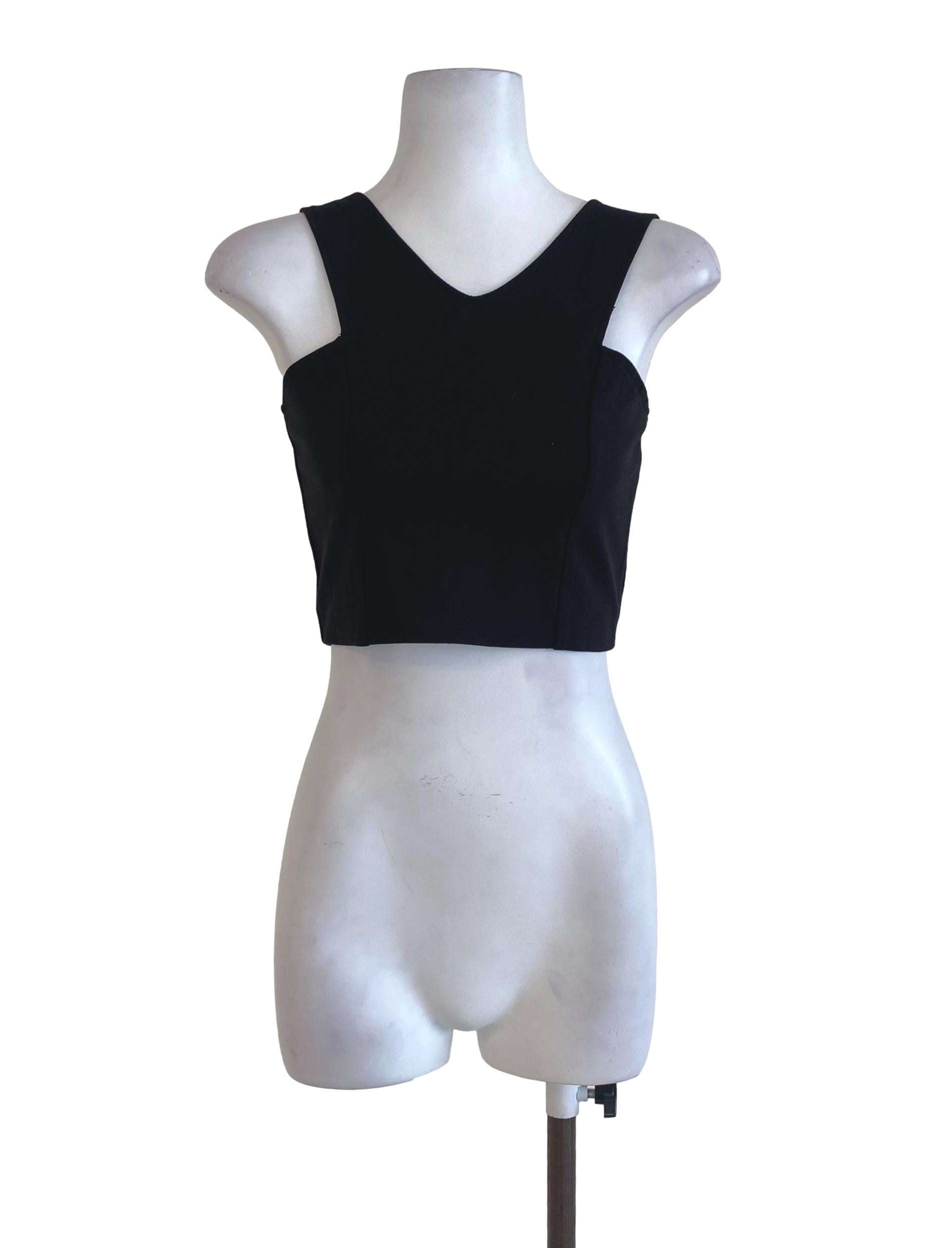 Black Plain Crop Tank Top