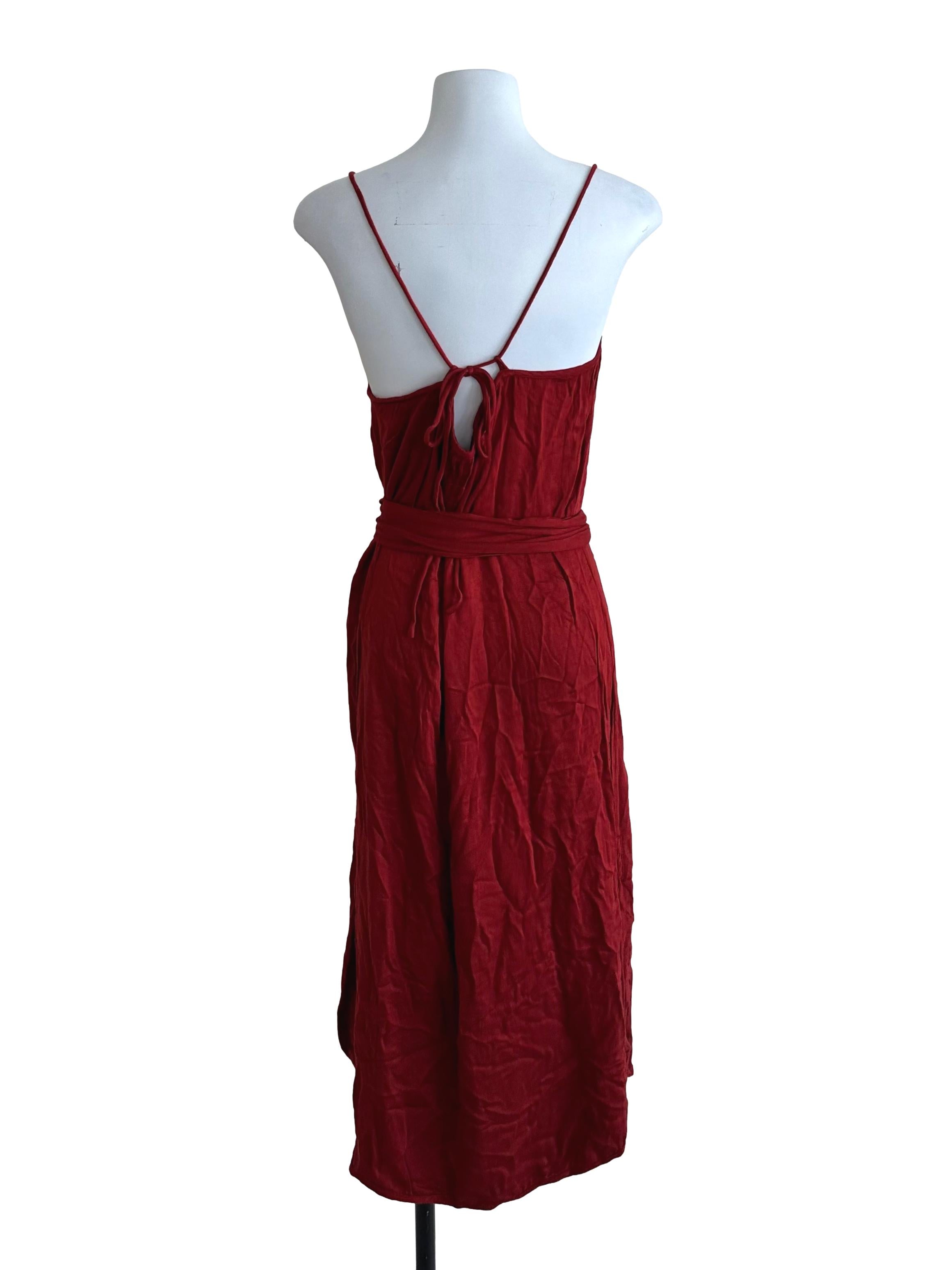 Ruby Red Scoop Neck Strap Dress