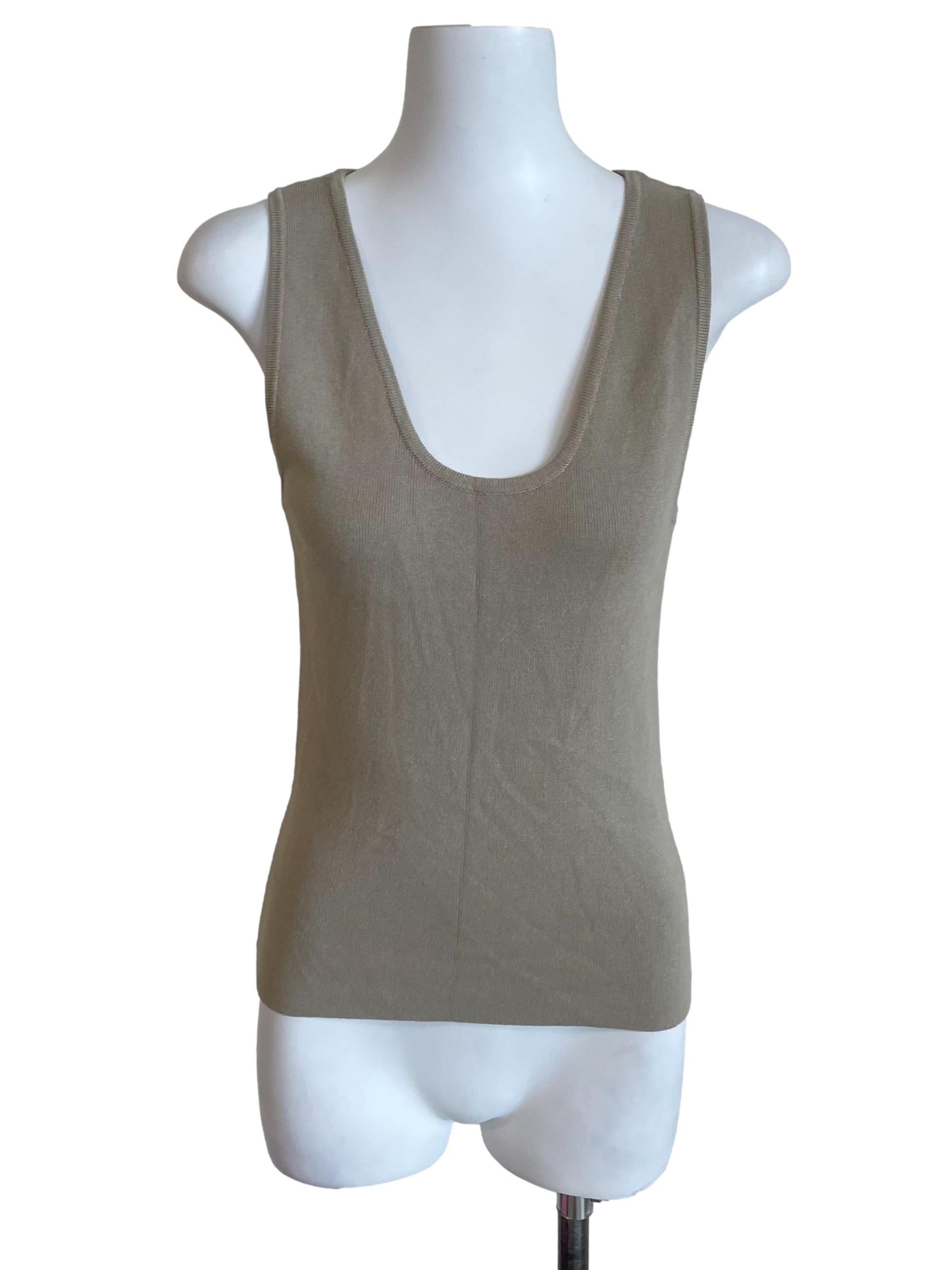 Beige Scoop Neck Knit Tank Top