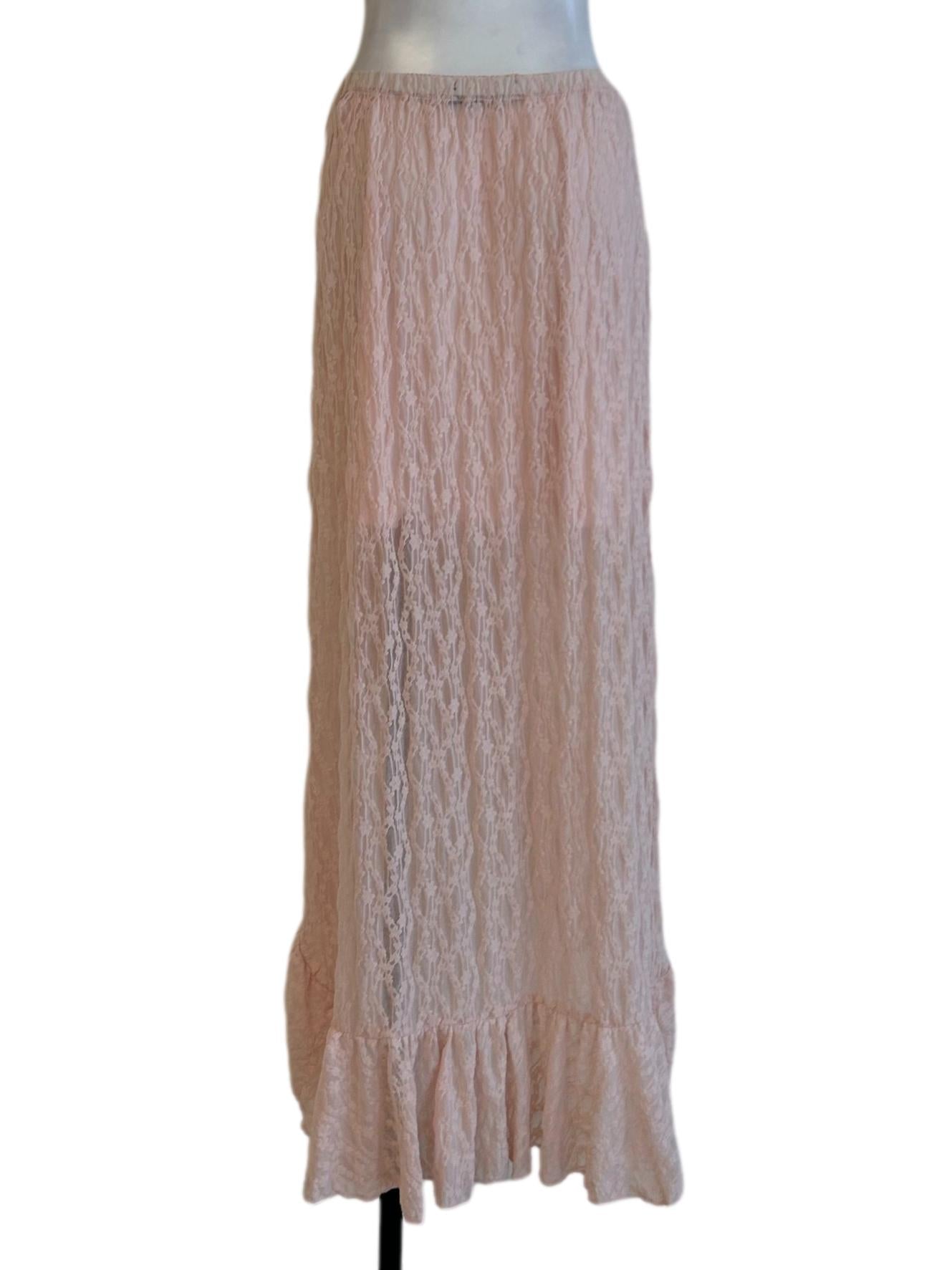 Baby Pink Lace Ruffled Skirt