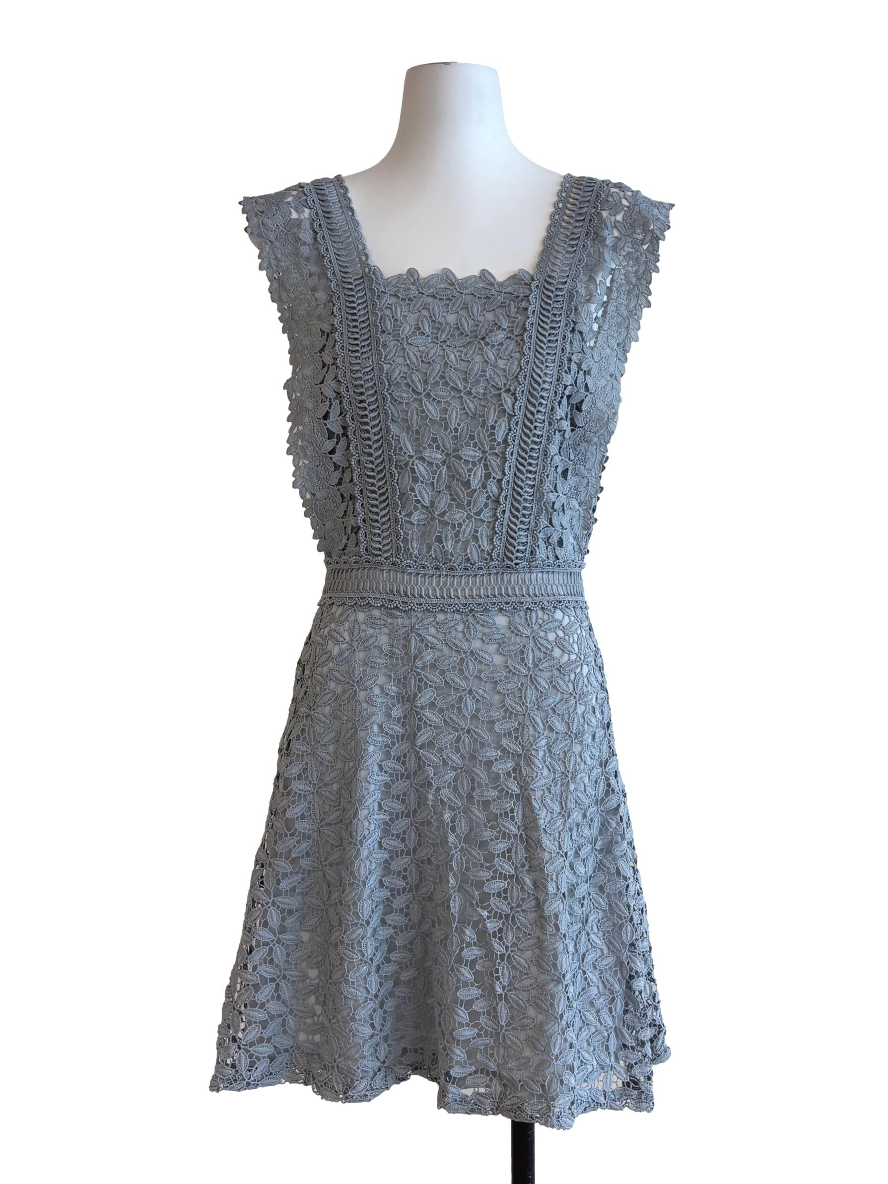 Chrome Grey Sleeveless Lace Dress