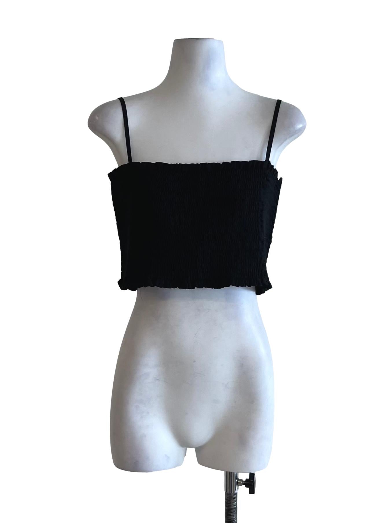 Black Spaghetti Strap Cropped Top
