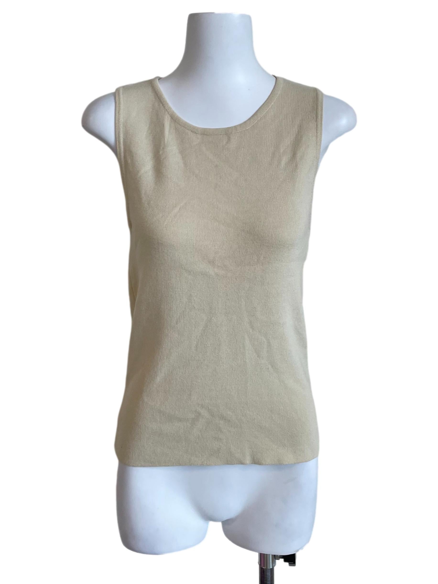 Banana Yellow Round Neck Knit Tank Top