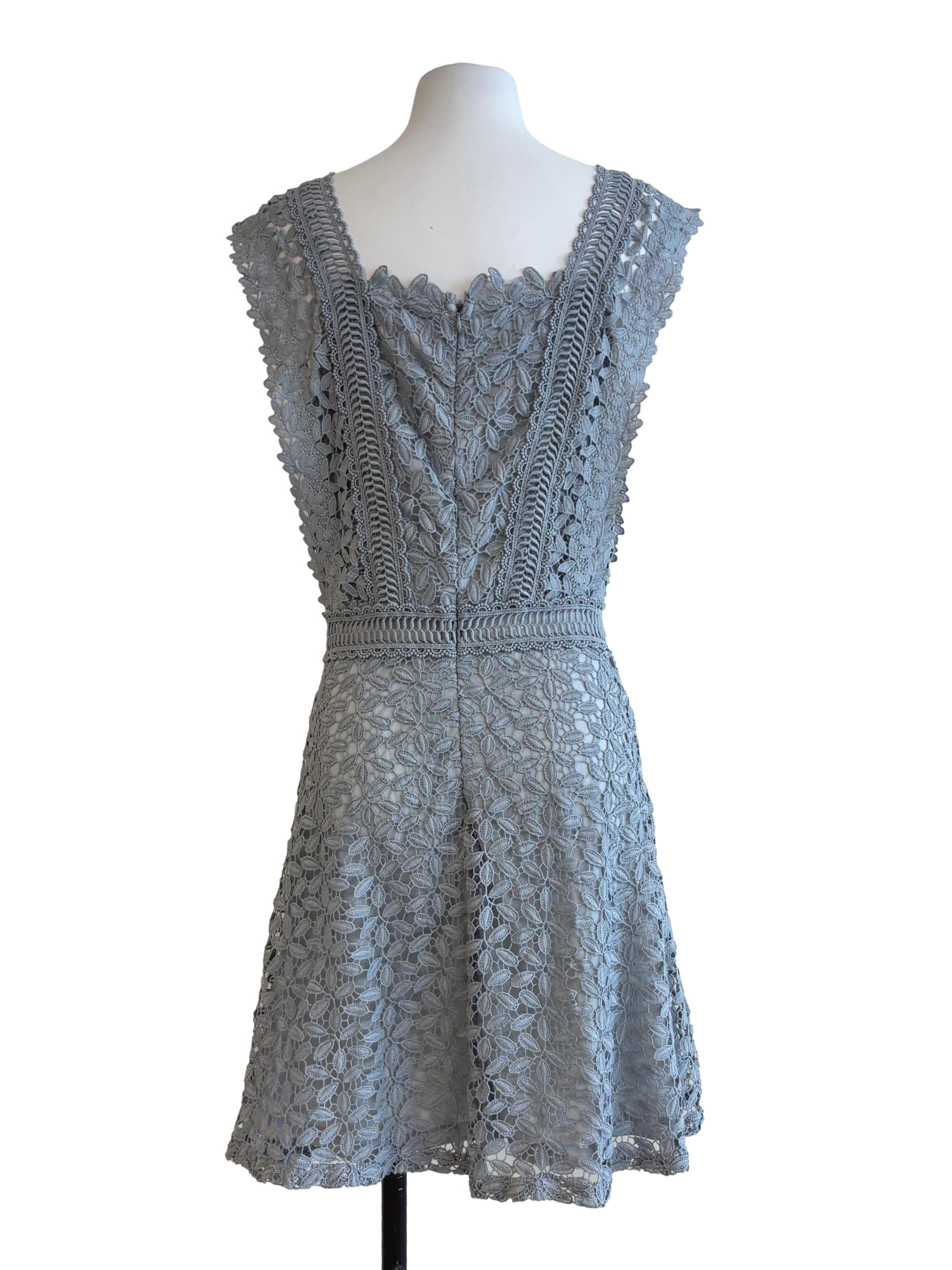 Chrome Grey Sleeveless Lace Dress