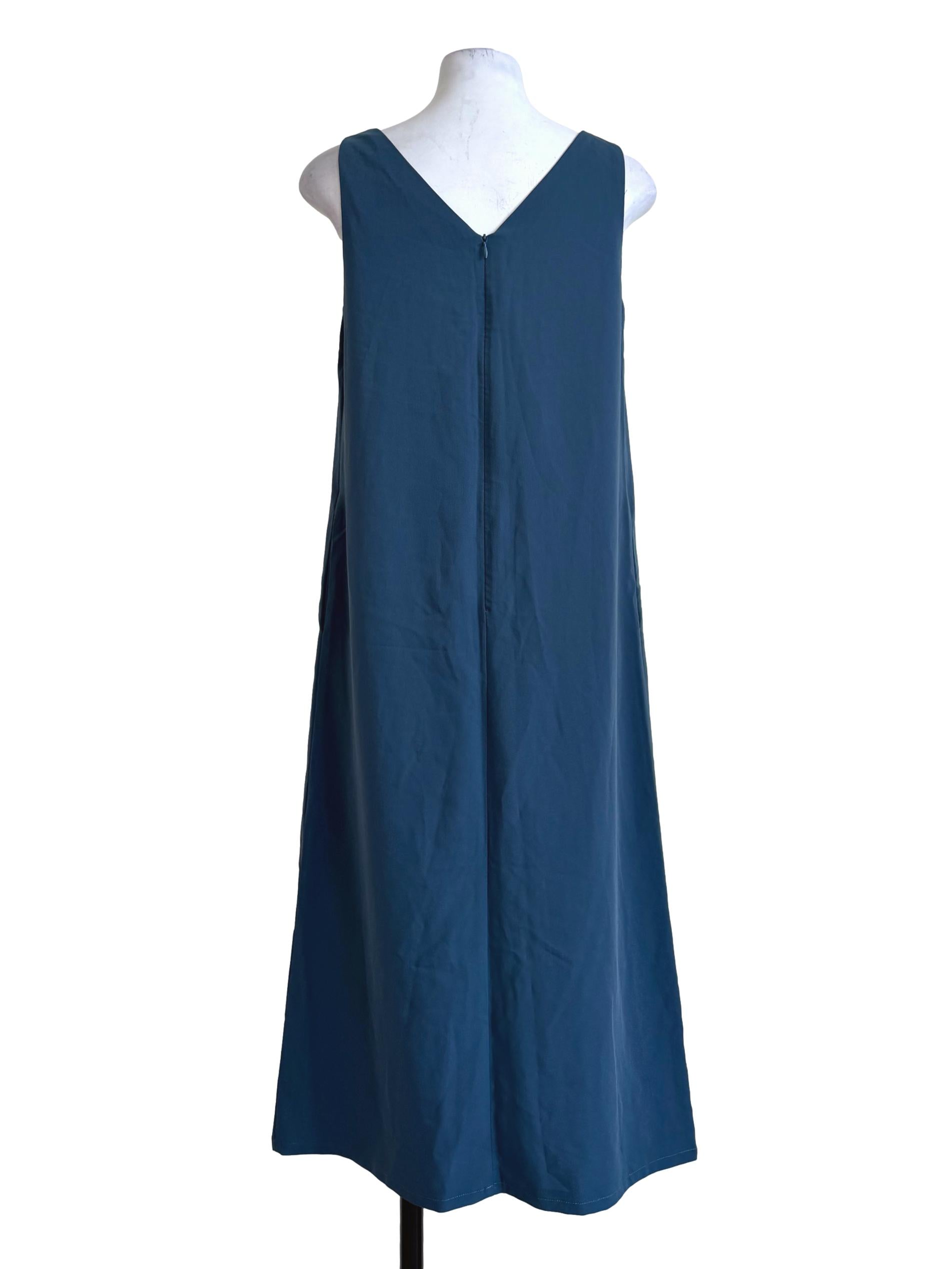 Teal Blue V Neck Slip Dress