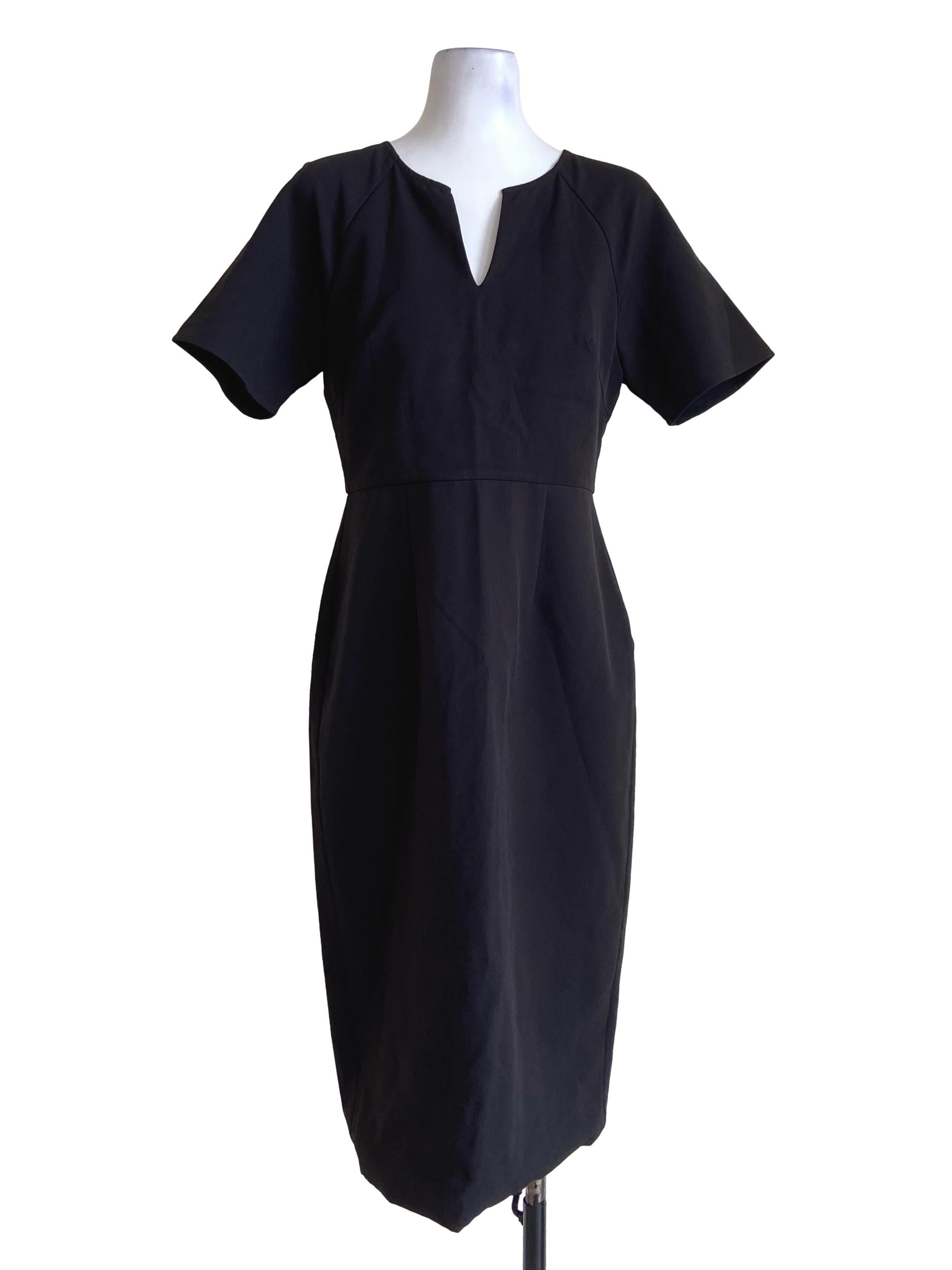Black V Neck Pegged Dress