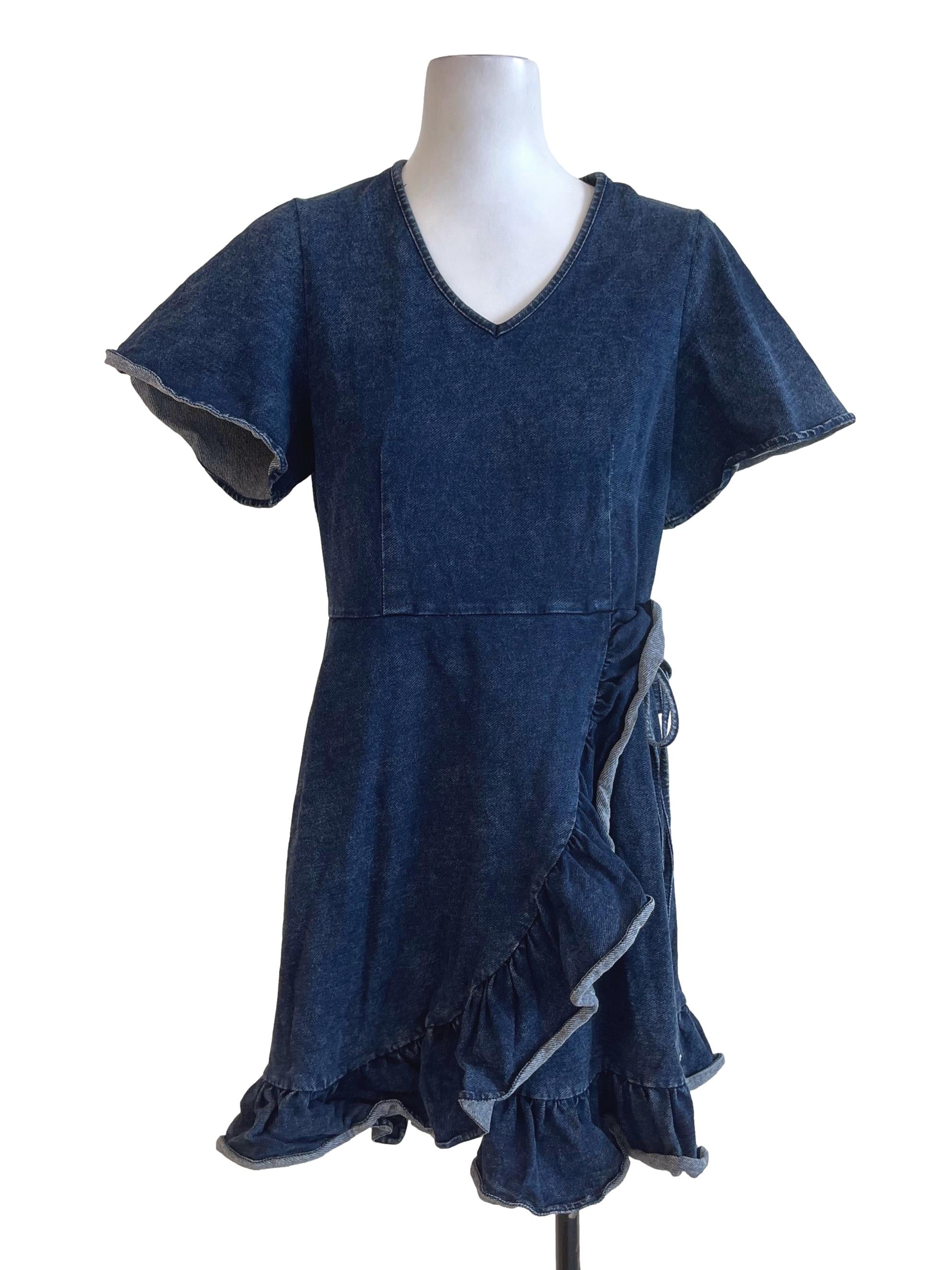 Blue Denim Ruffles Dress
