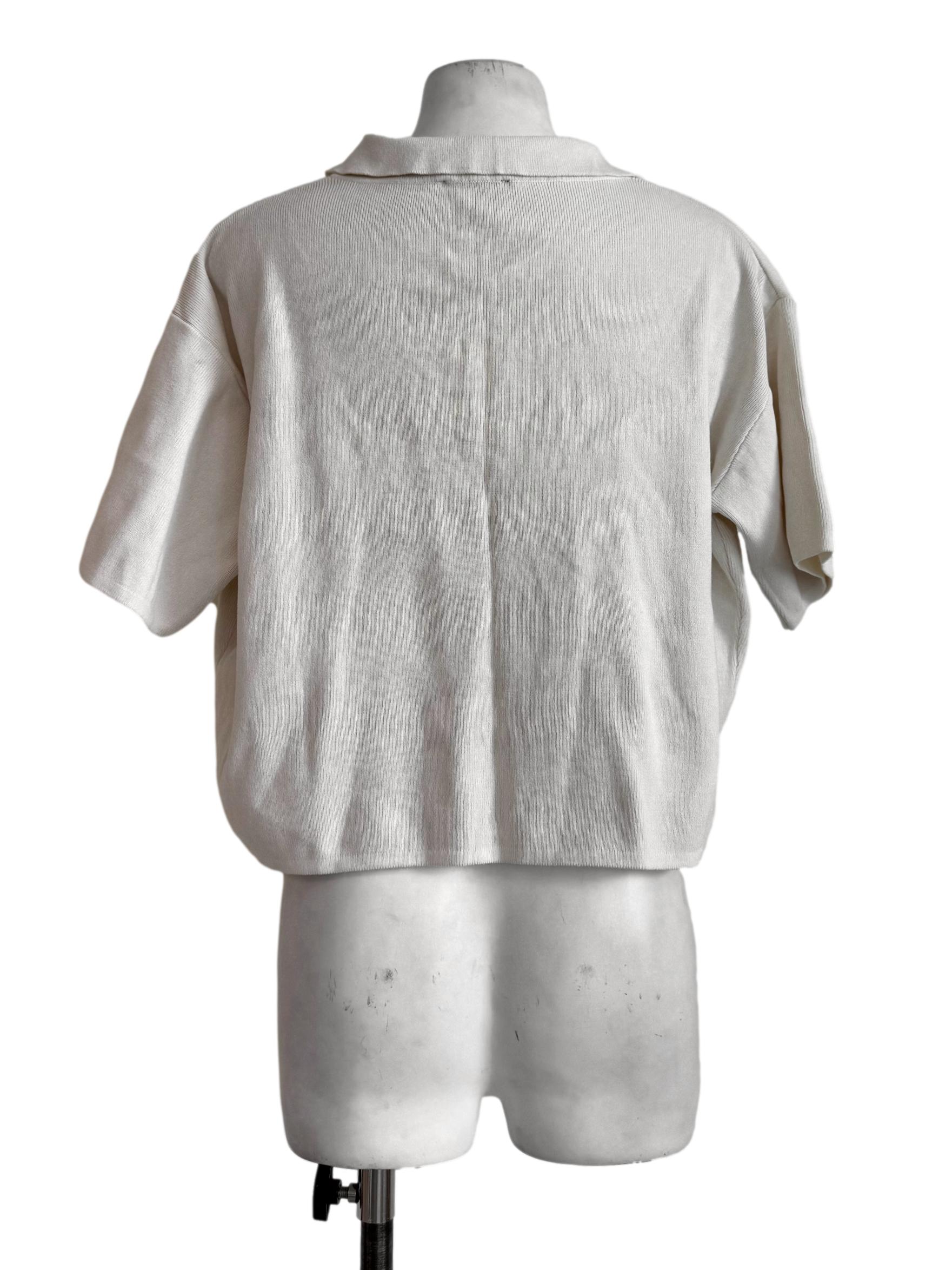 Textured Beige Front Button Blouse TCL