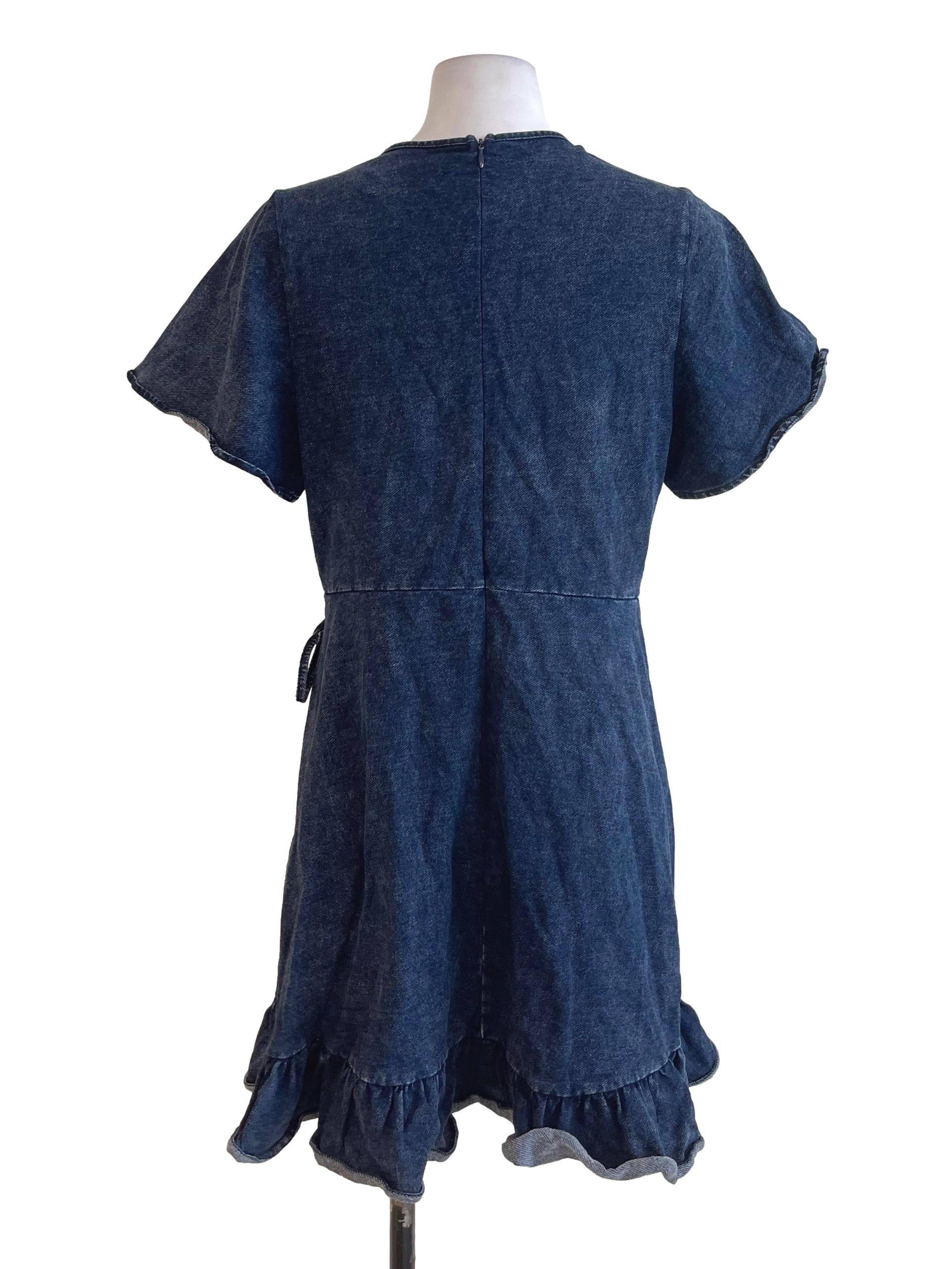 Blue Denim Ruffles Dress