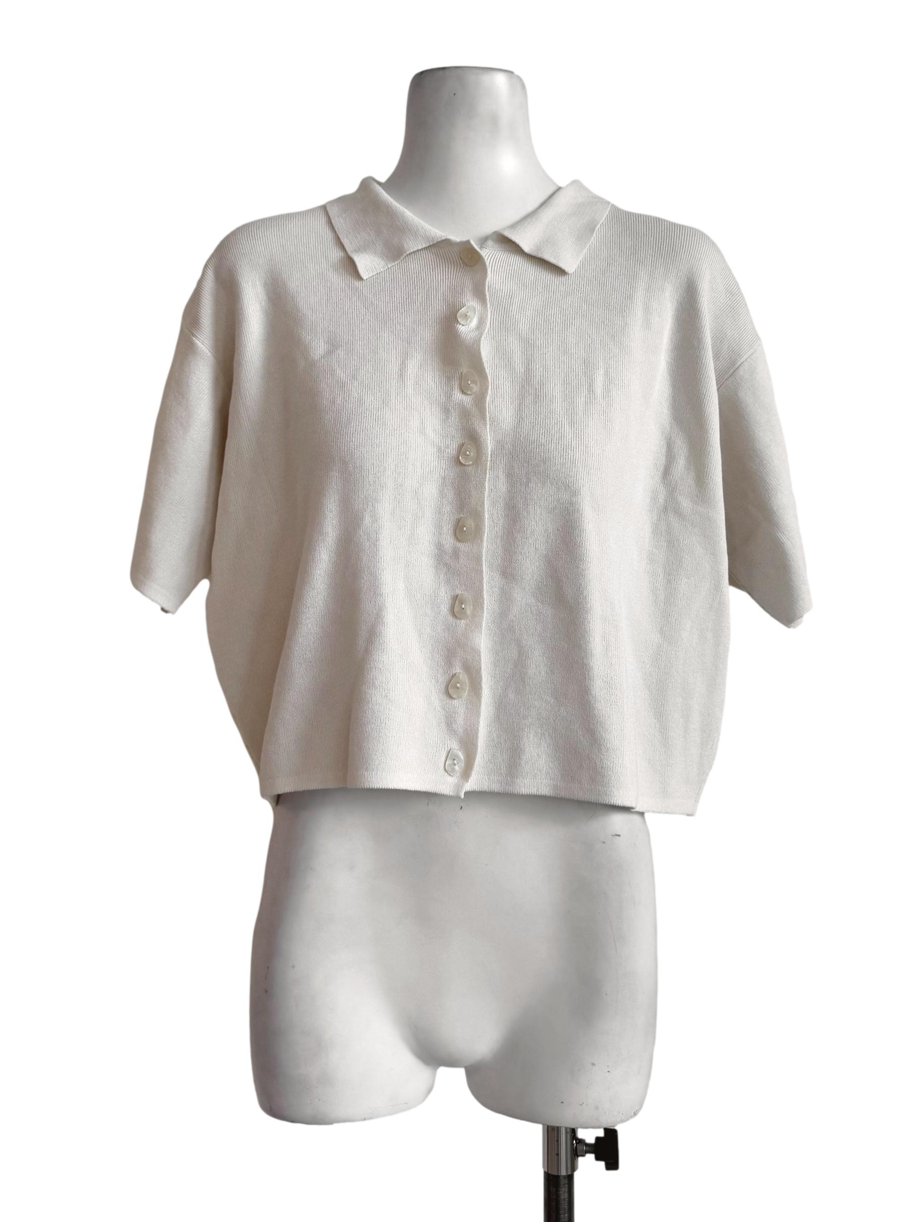 Textured Beige Front Button Blouse TCL