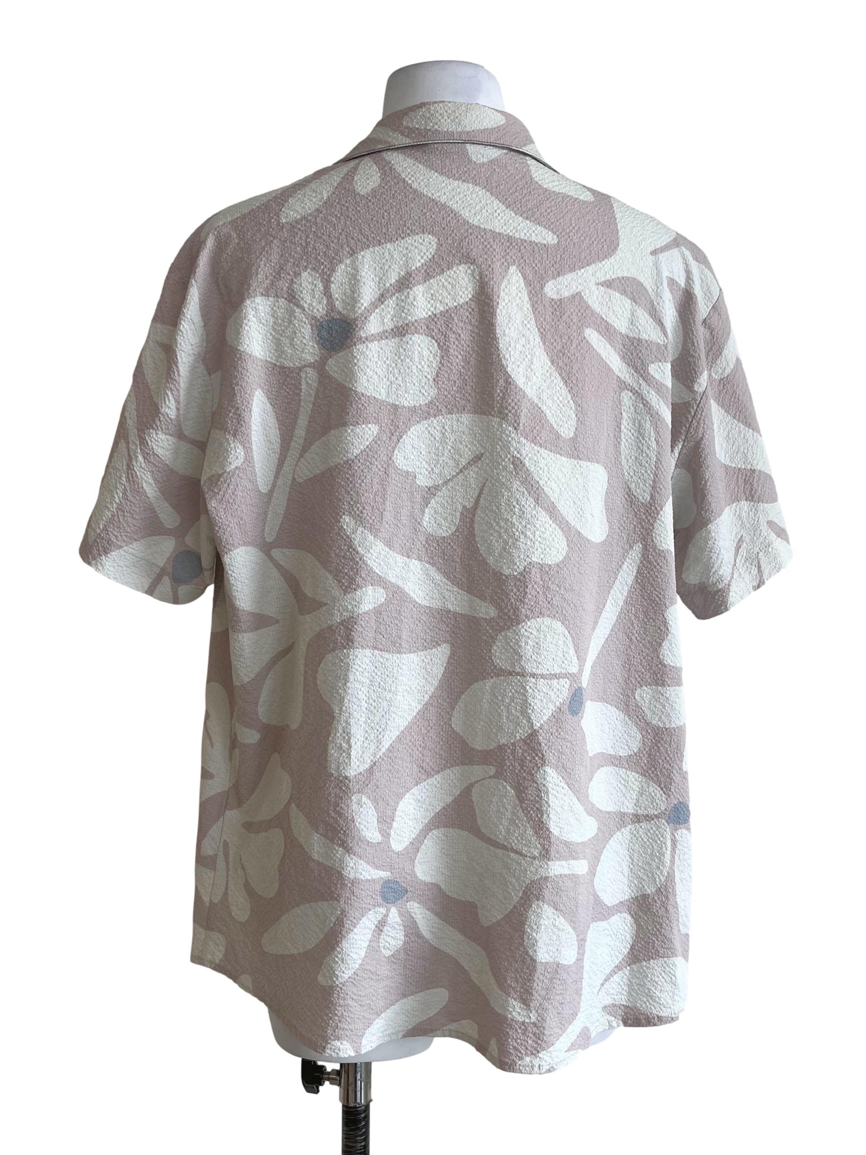 Crepe Pink Abstract Print Button-Up Shirt