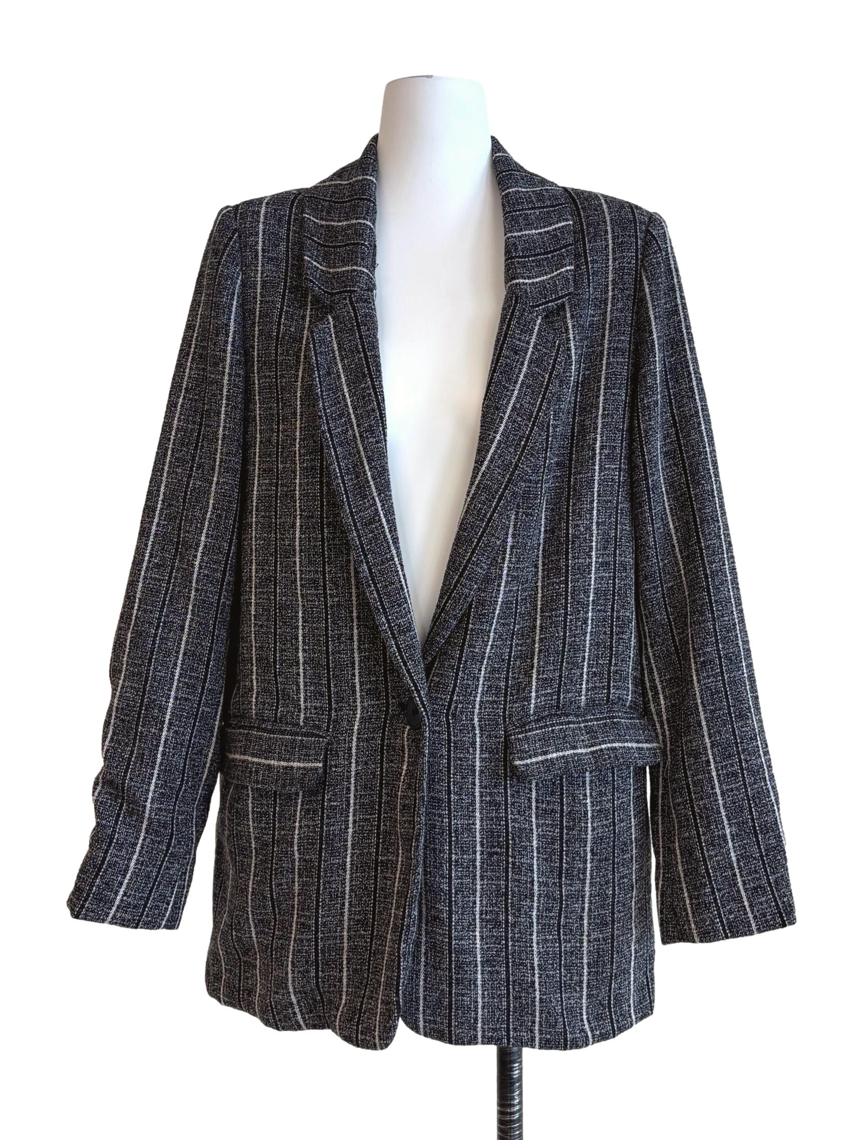 Charcoal Grey Striped Blazer