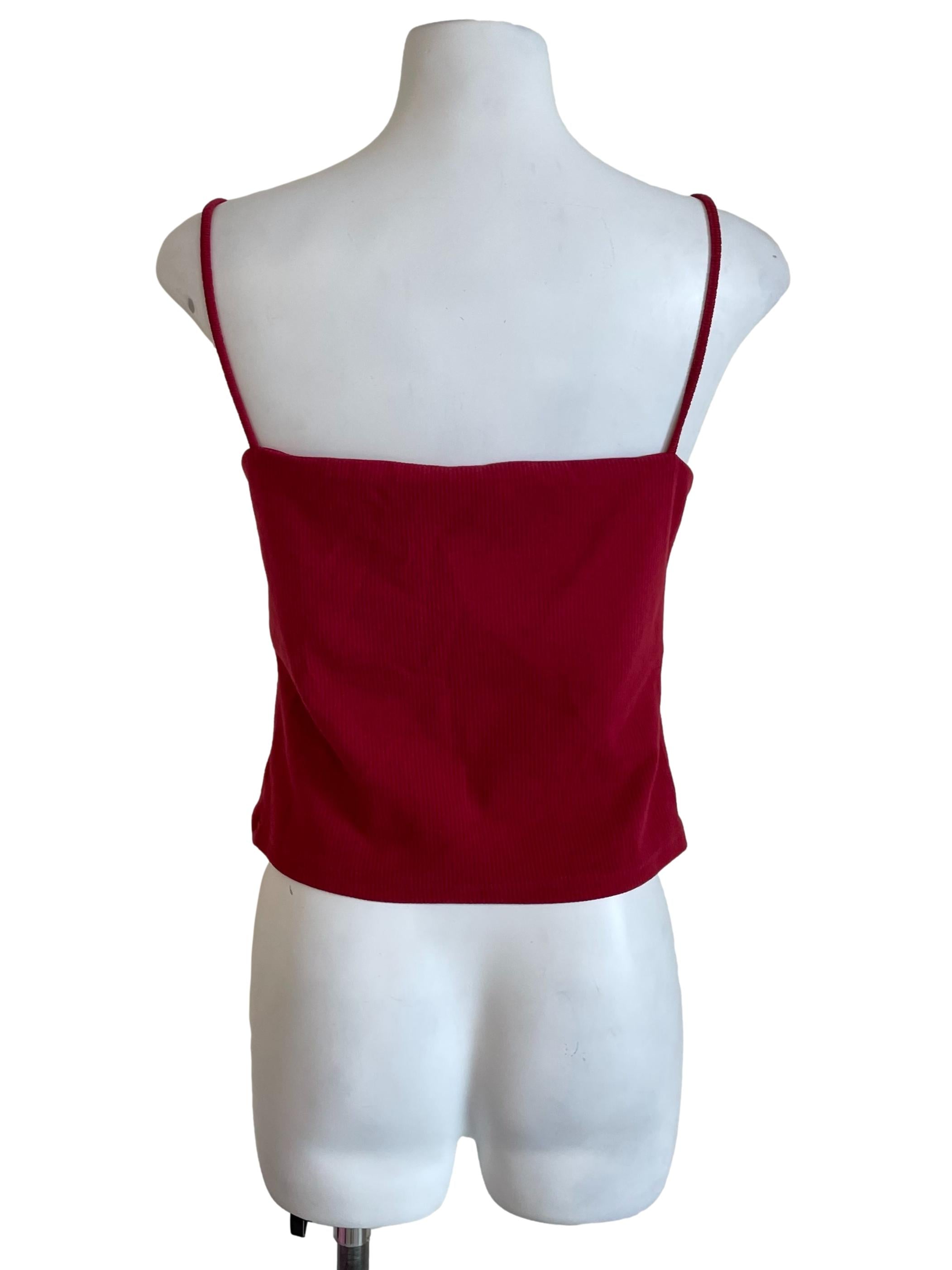Red Ribbed Short Camisole