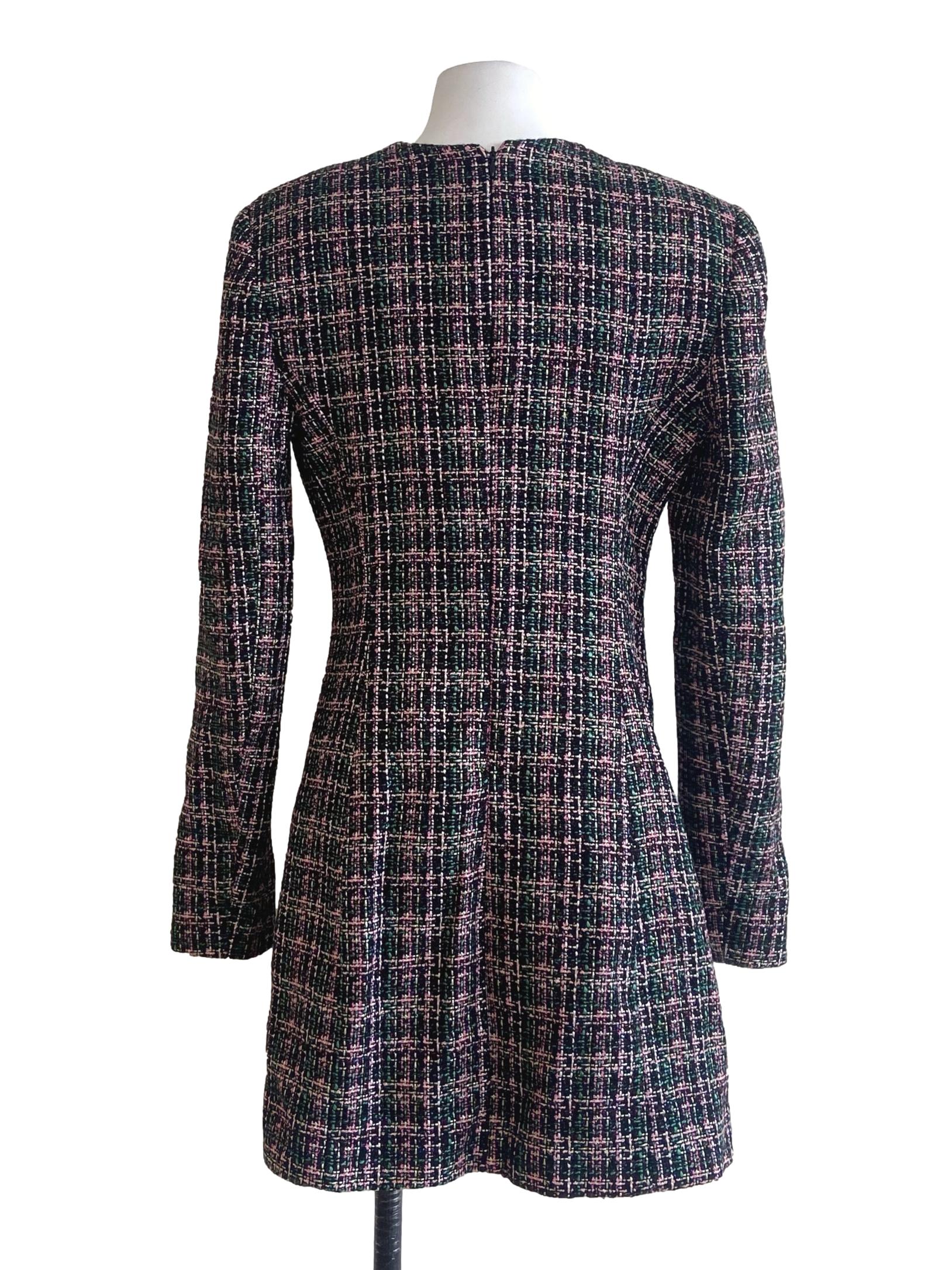 Black Tweed V-Neck Mini Dress