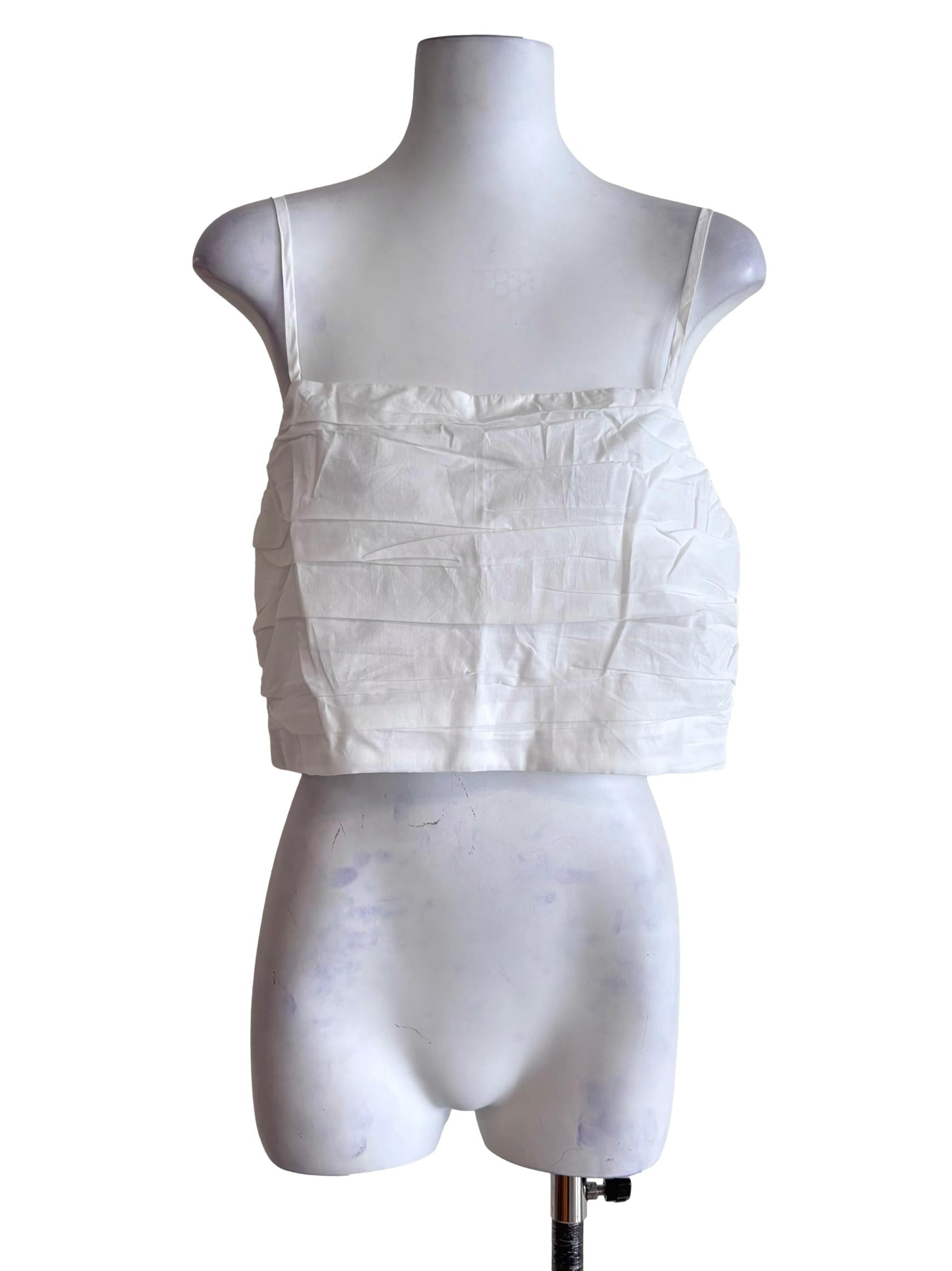 White Eryn Ruched Side Crop Top
