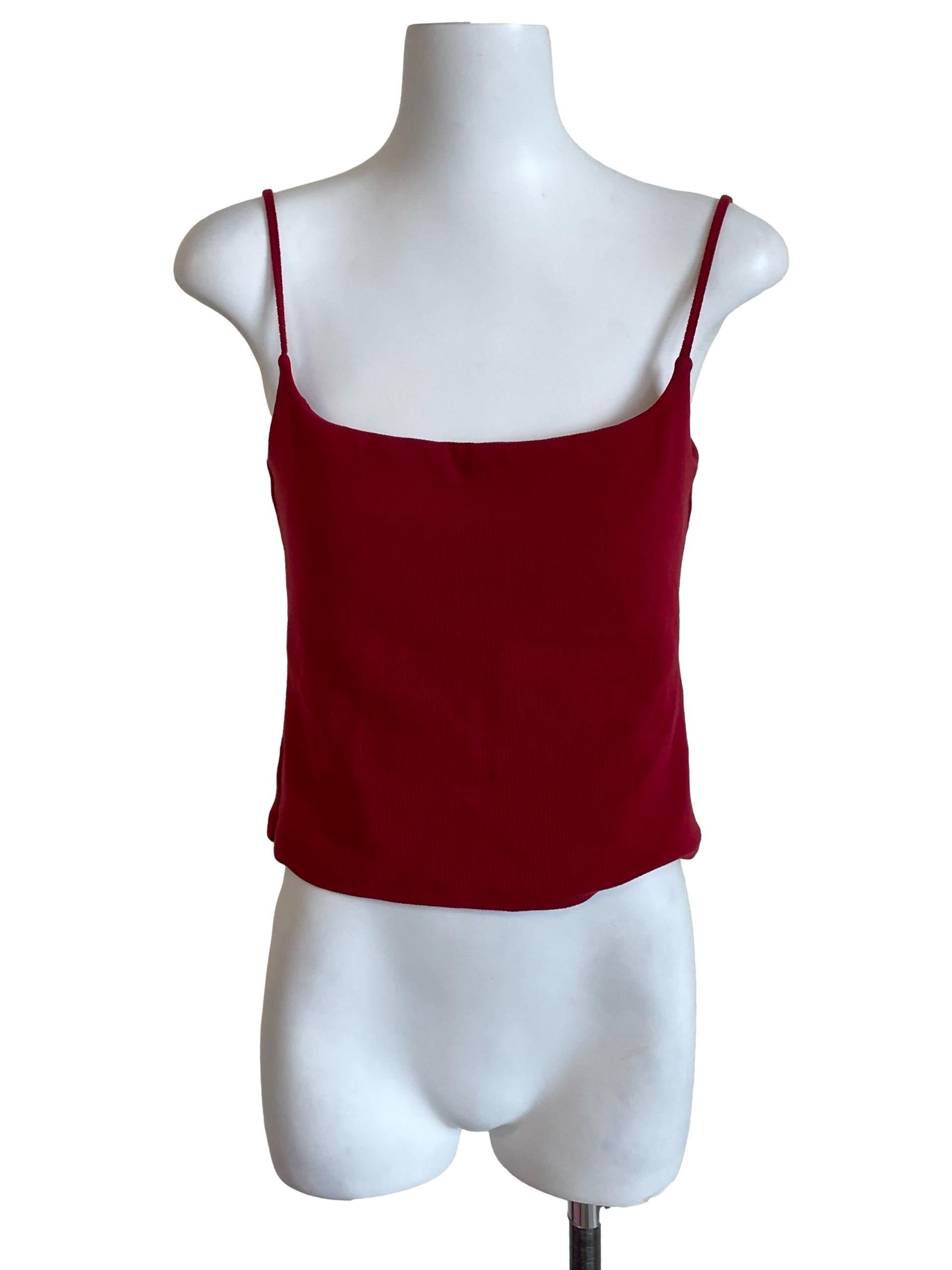 Red Ribbed Short Camisole