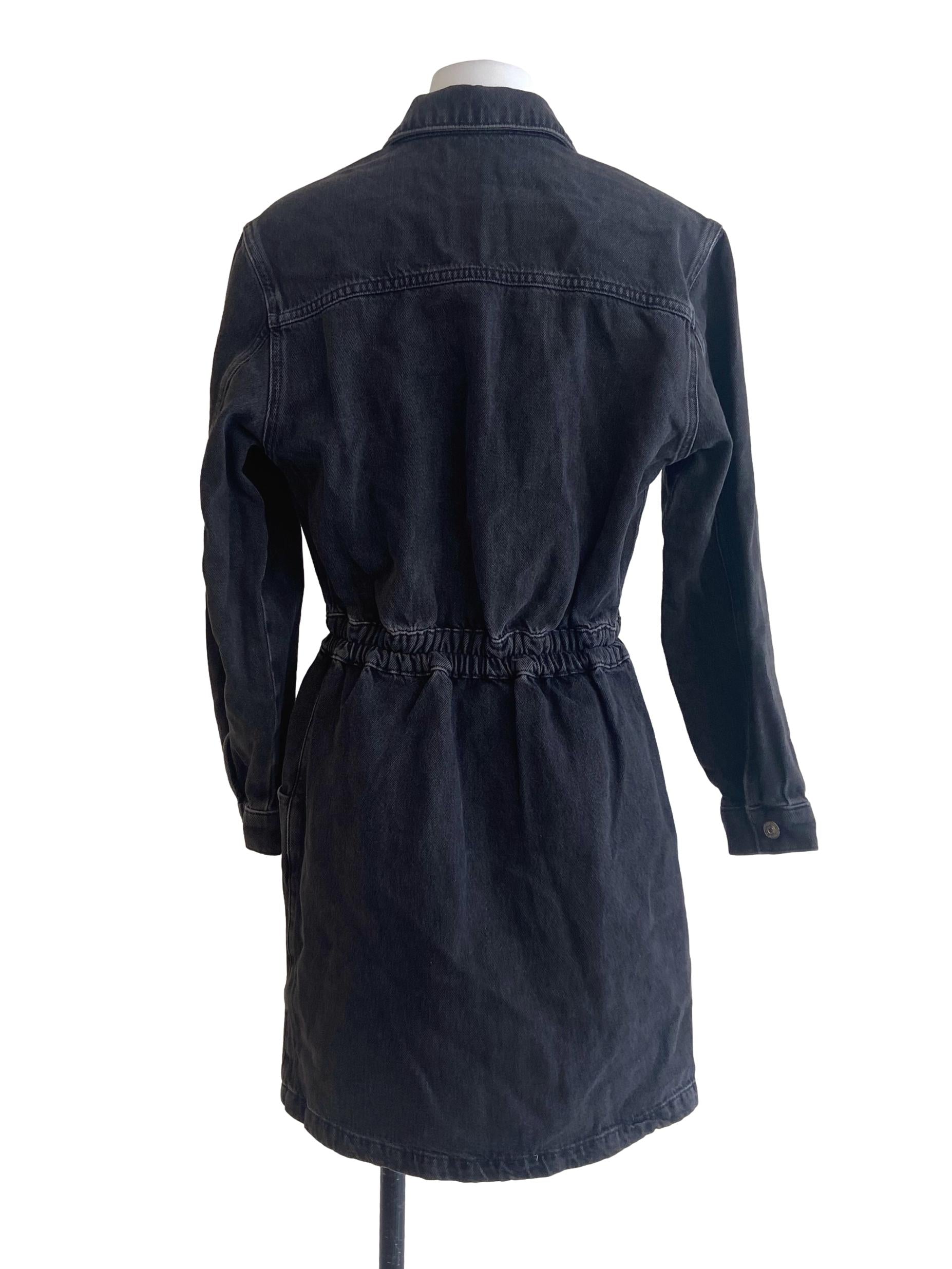 Black Button Down Pegged Waist Jeans Dress