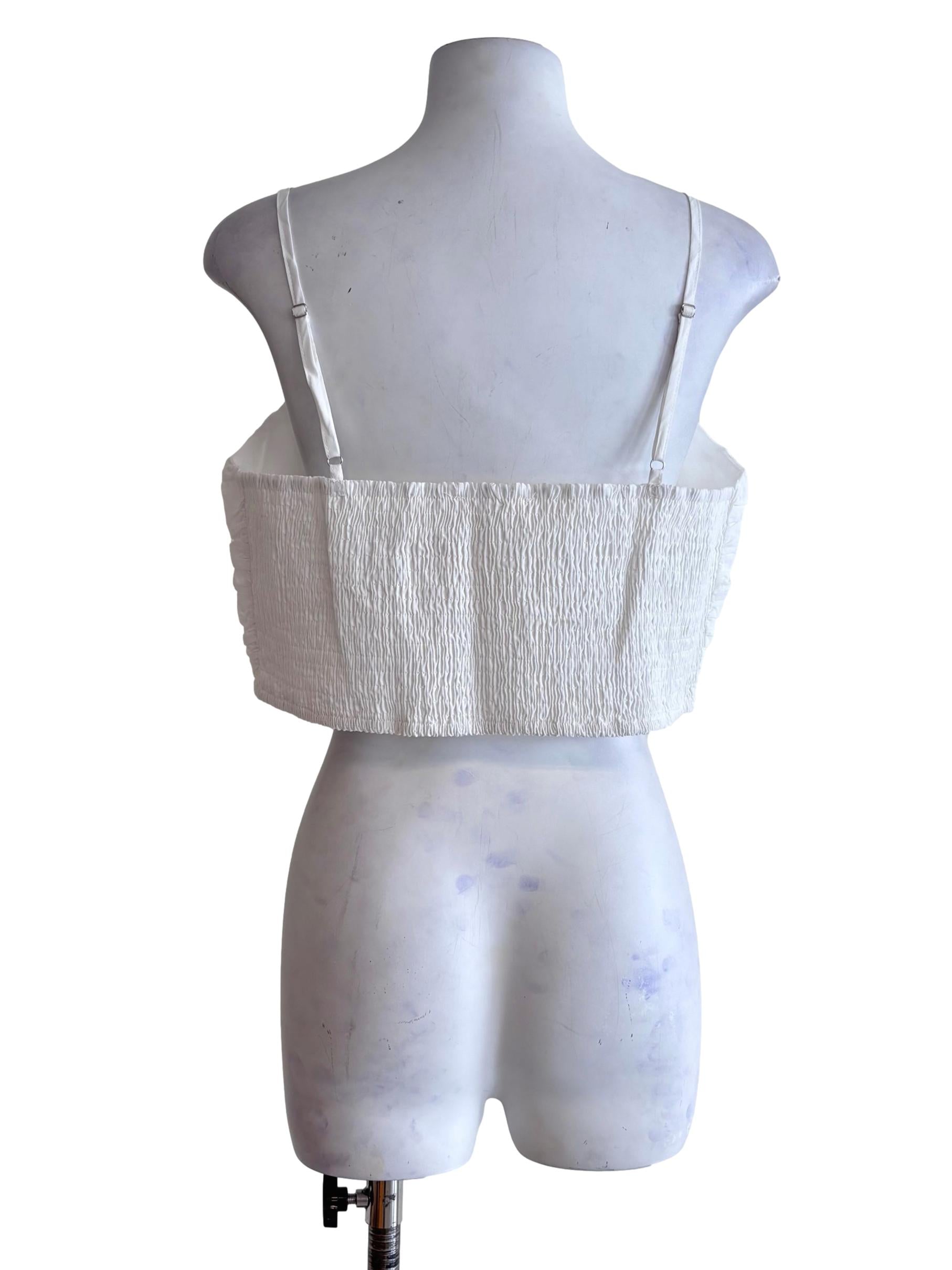 White Eryn Ruched Side Crop Top