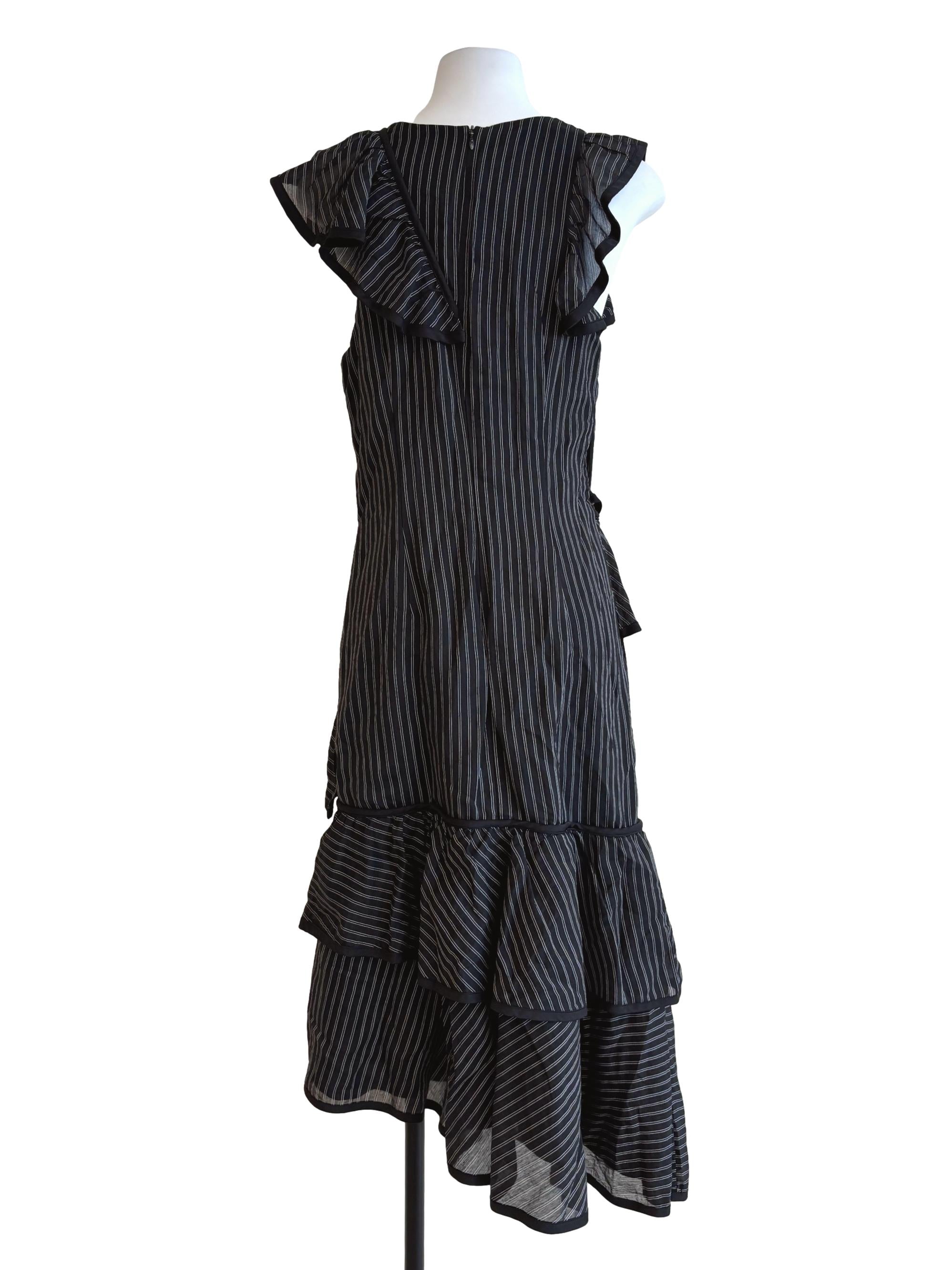 Iridium Black Striped Tier Dress
