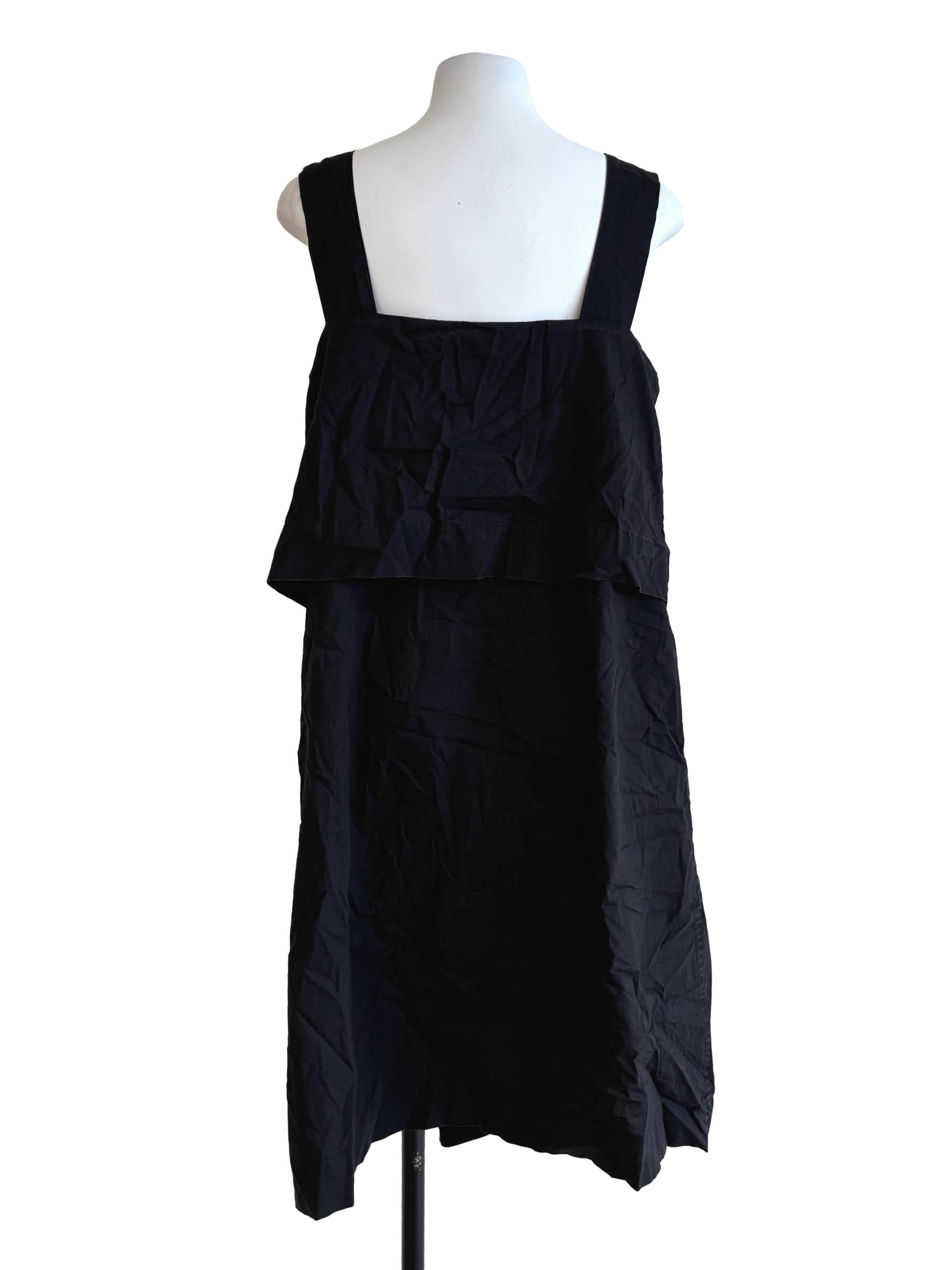 Onyx Black Apron Neck Cotton Dress