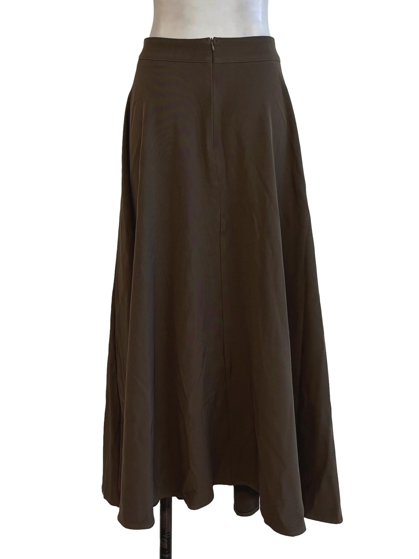 Walnut Brown Flowy Maxi Skirt