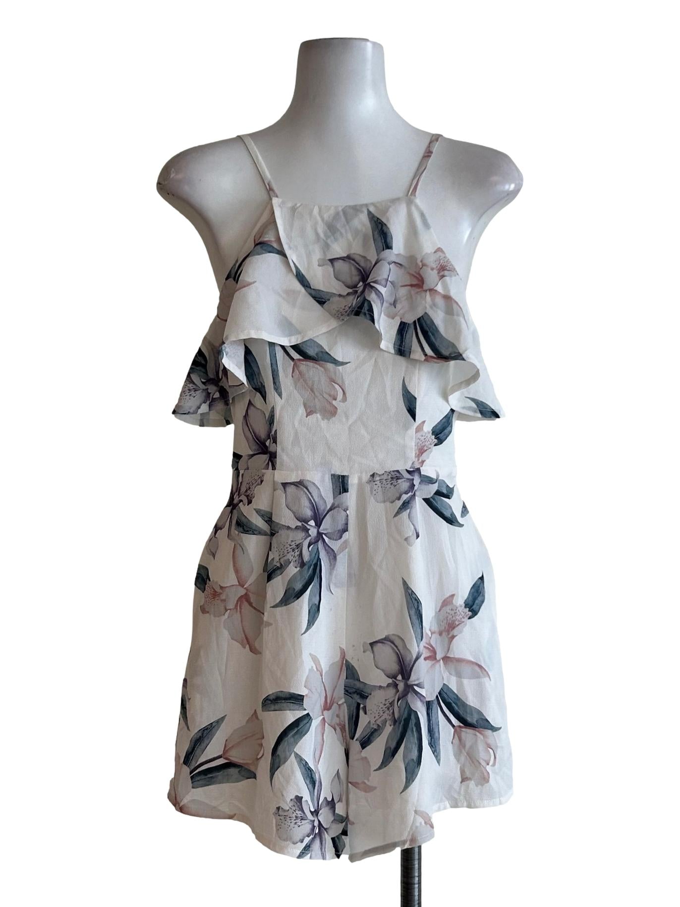 Daisy White And Floral Cami Romper TTR