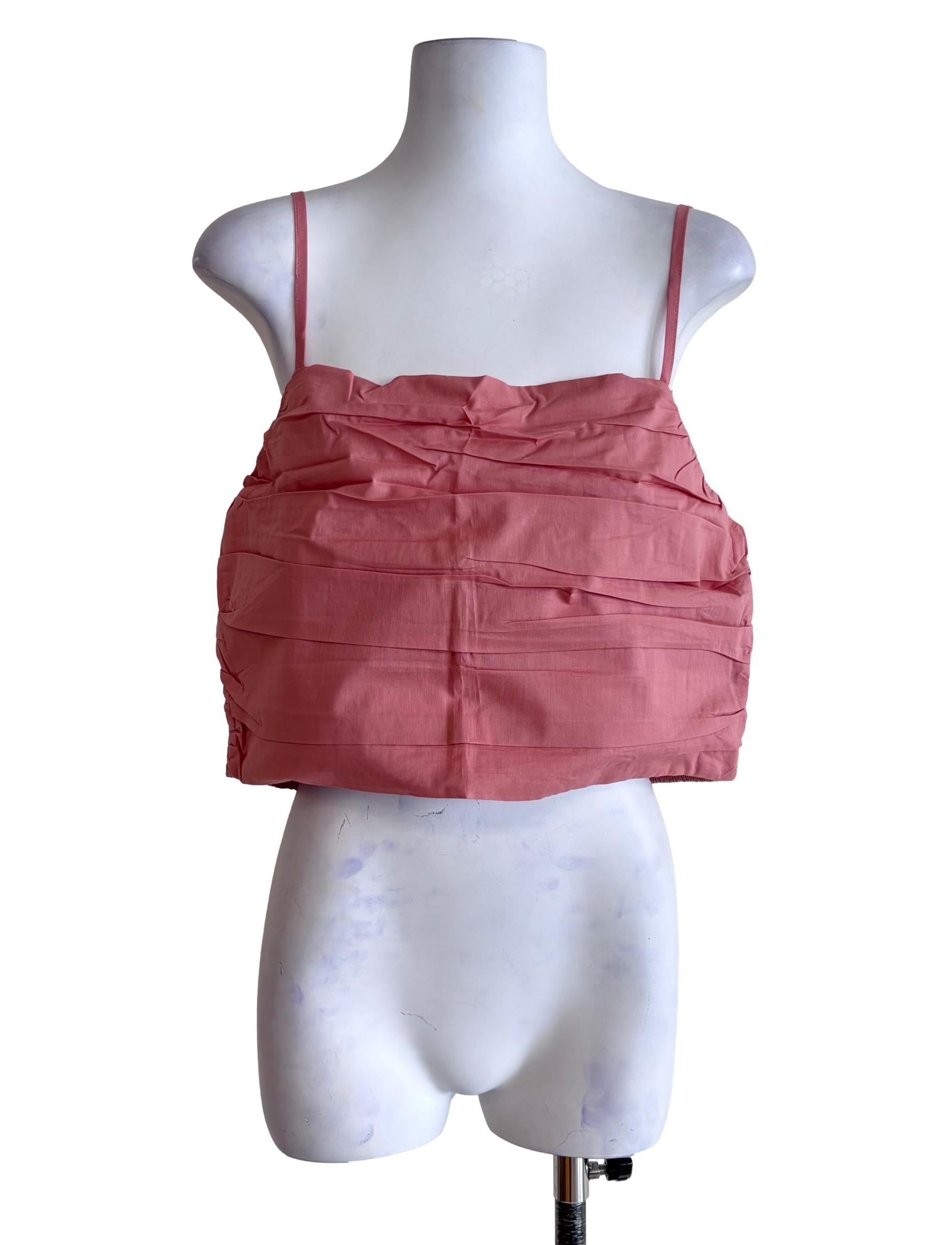 Pink Eryn Ruched Side Crop Top