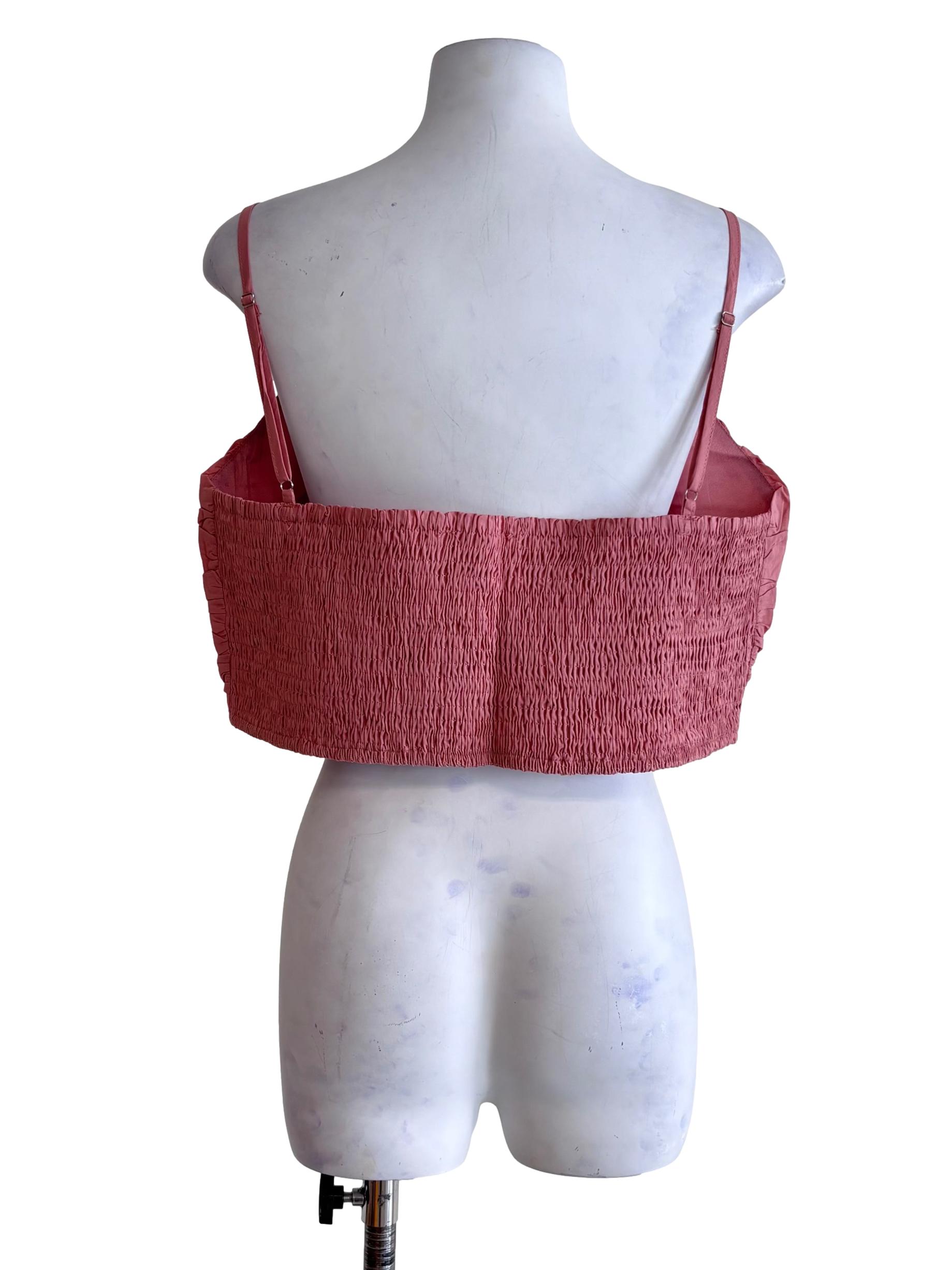 Pink Eryn Ruched Side Crop Top
