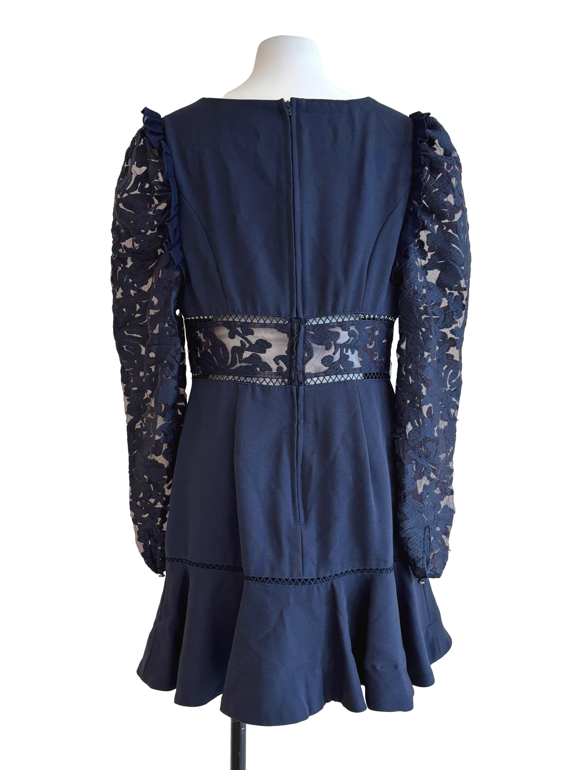 Navy Blue Long Sleeve Mini Dress