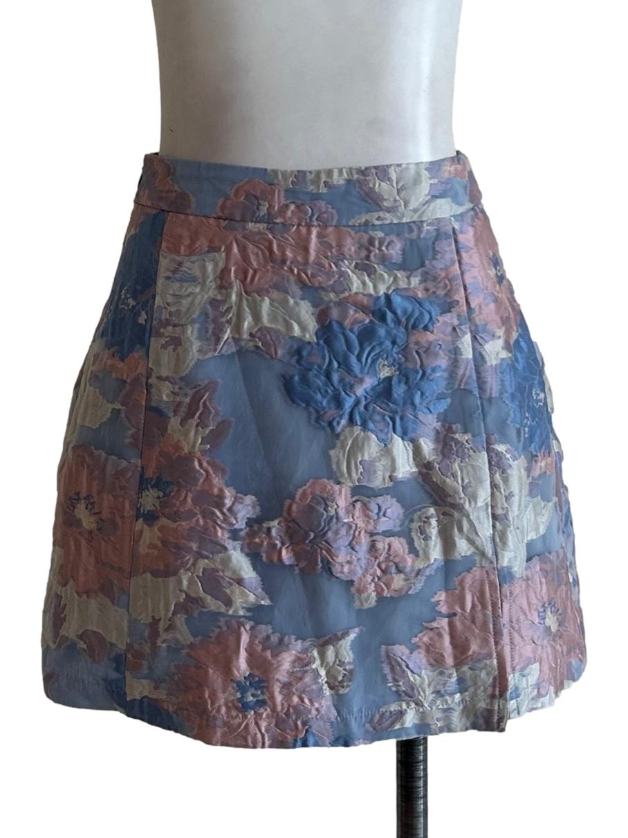 Ice Blue And Floral Tulip Skirt