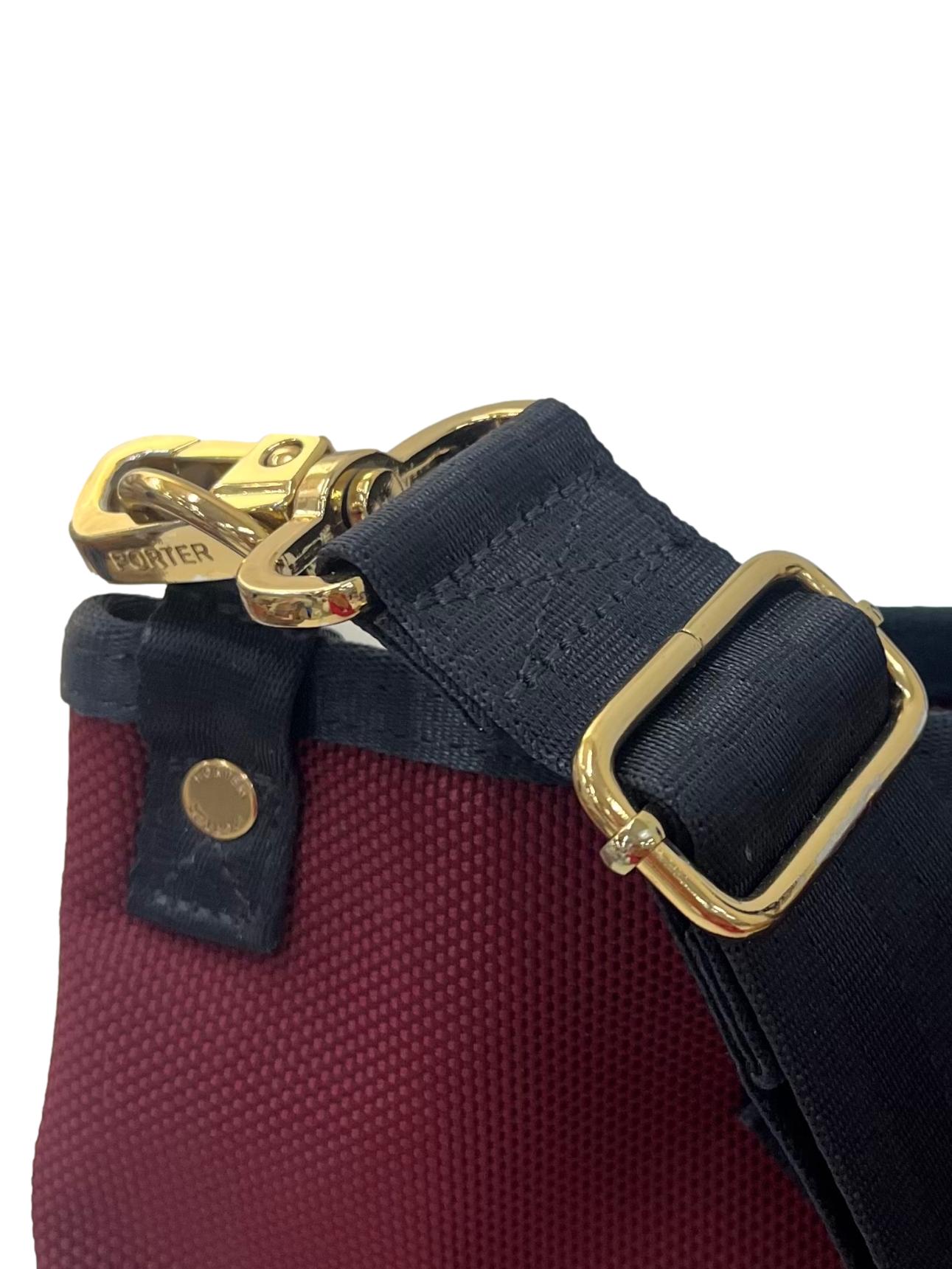 Maroon And Black Crossbody Bag With Detachable Straps