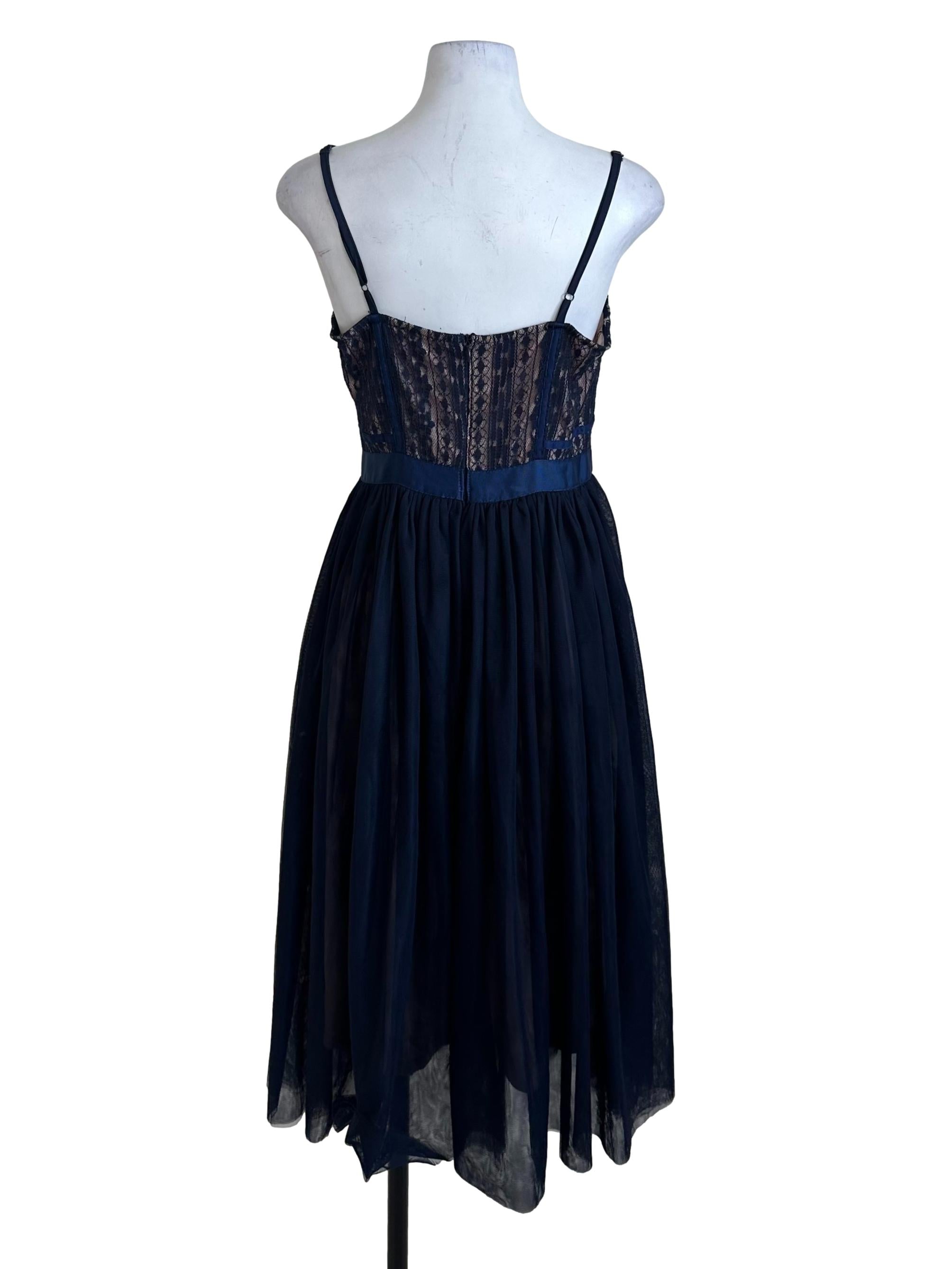 Navy Blue Lace Net Tutu Dress