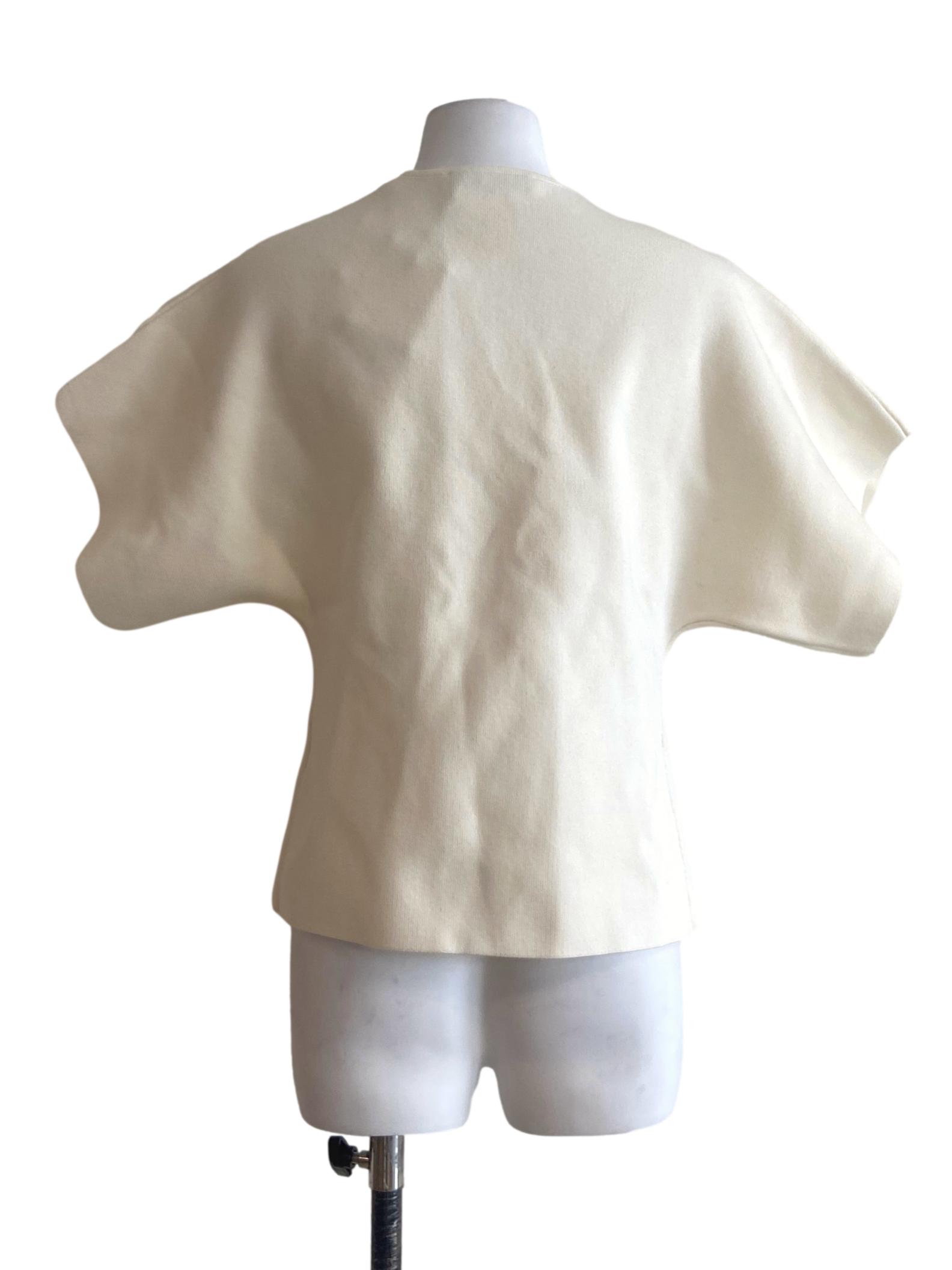 Egg Shell V-Neck Batwing Sleeve Blouse
