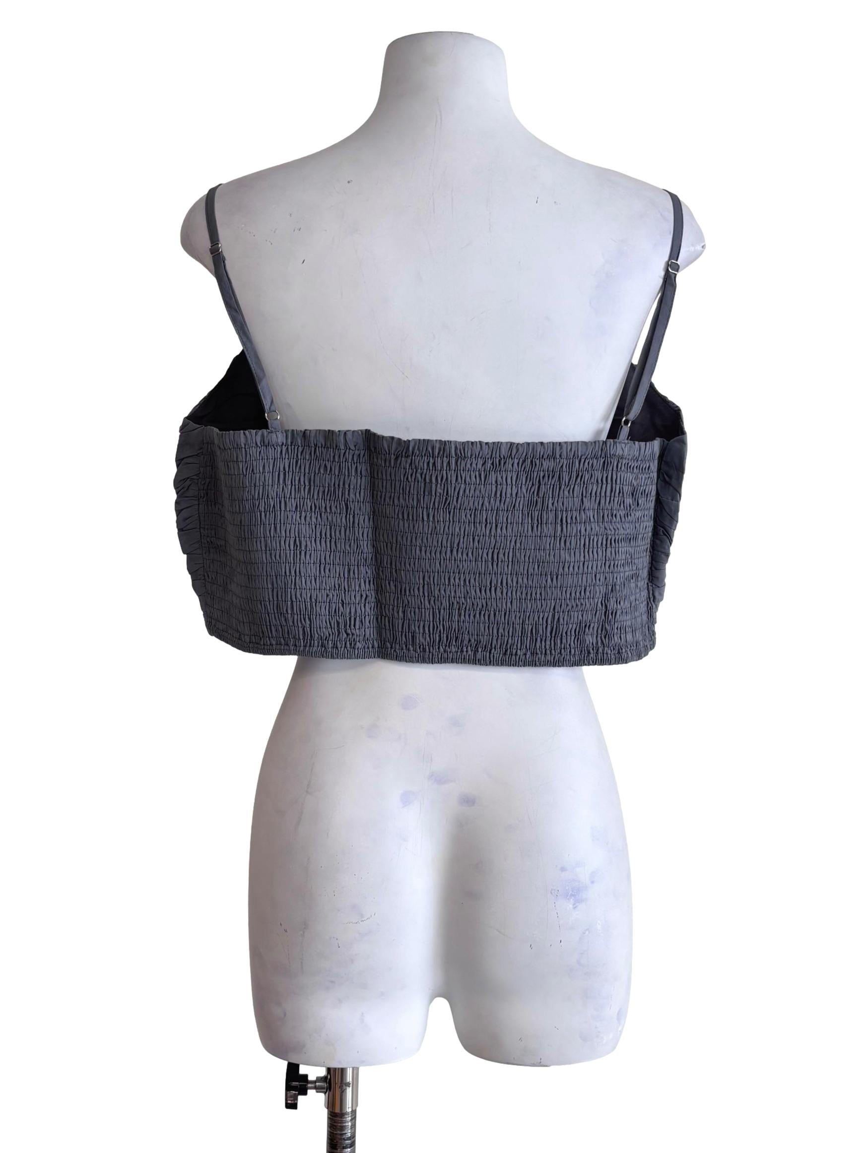 Grey Eryn Ruched Side Crop Top
