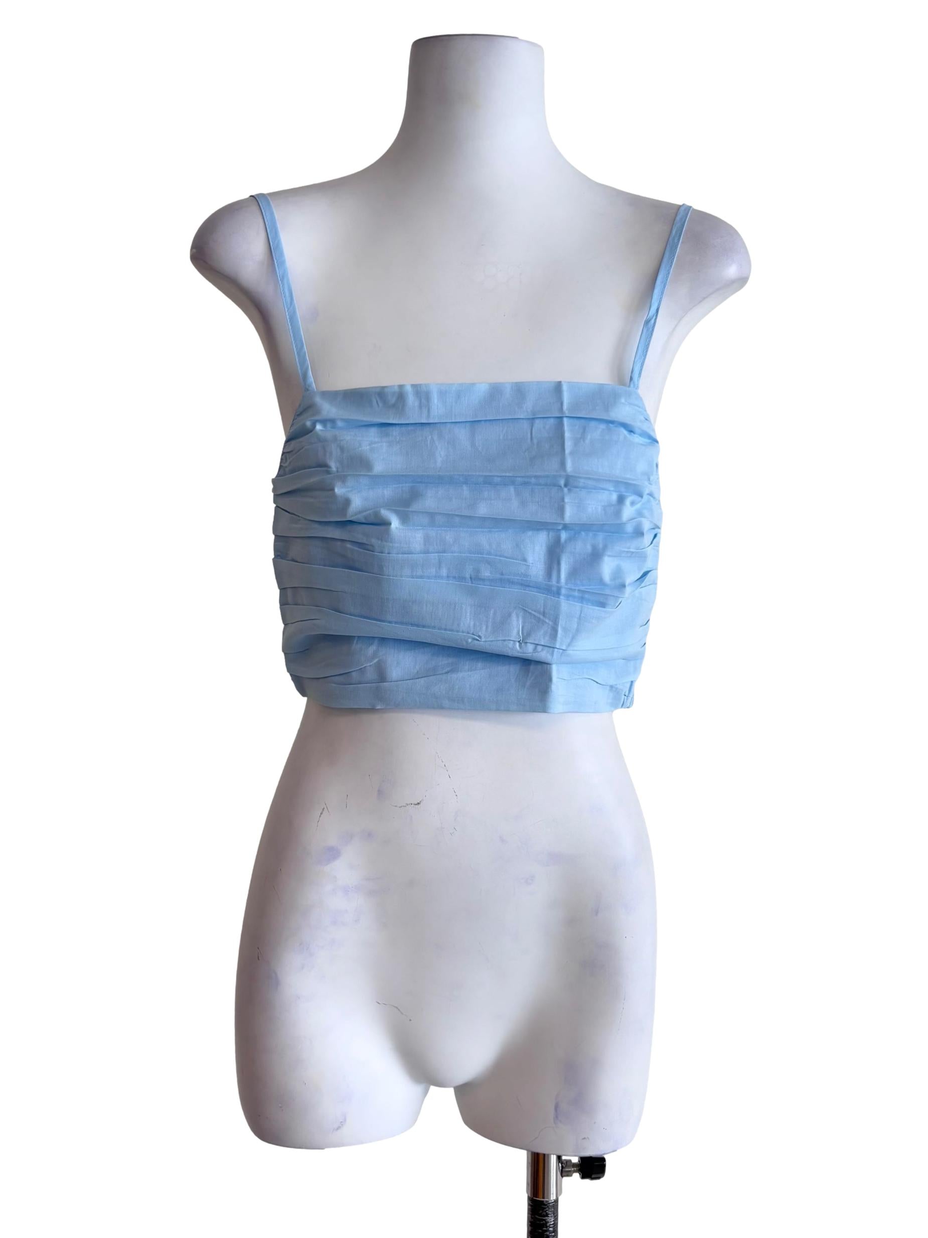 Light Blue Eryn Ruched Side Crop Top
