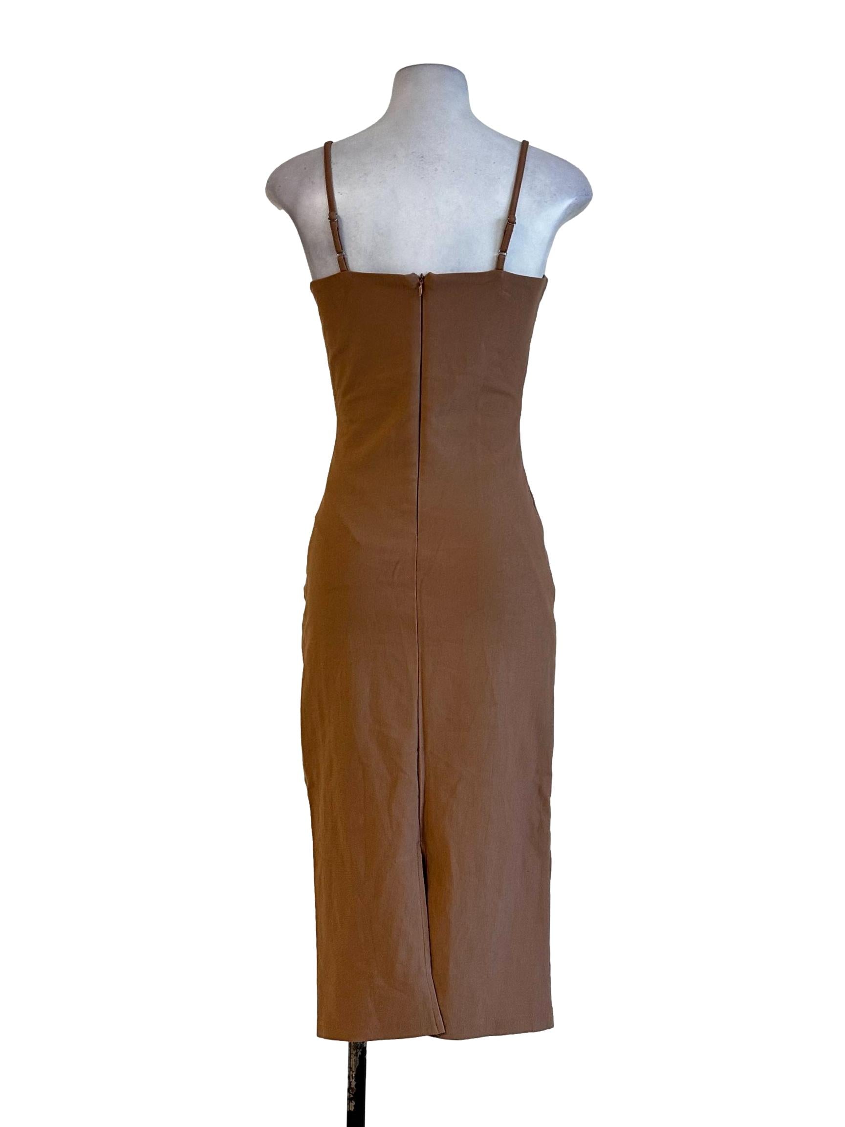 Sepia Beige Slip Back Dress