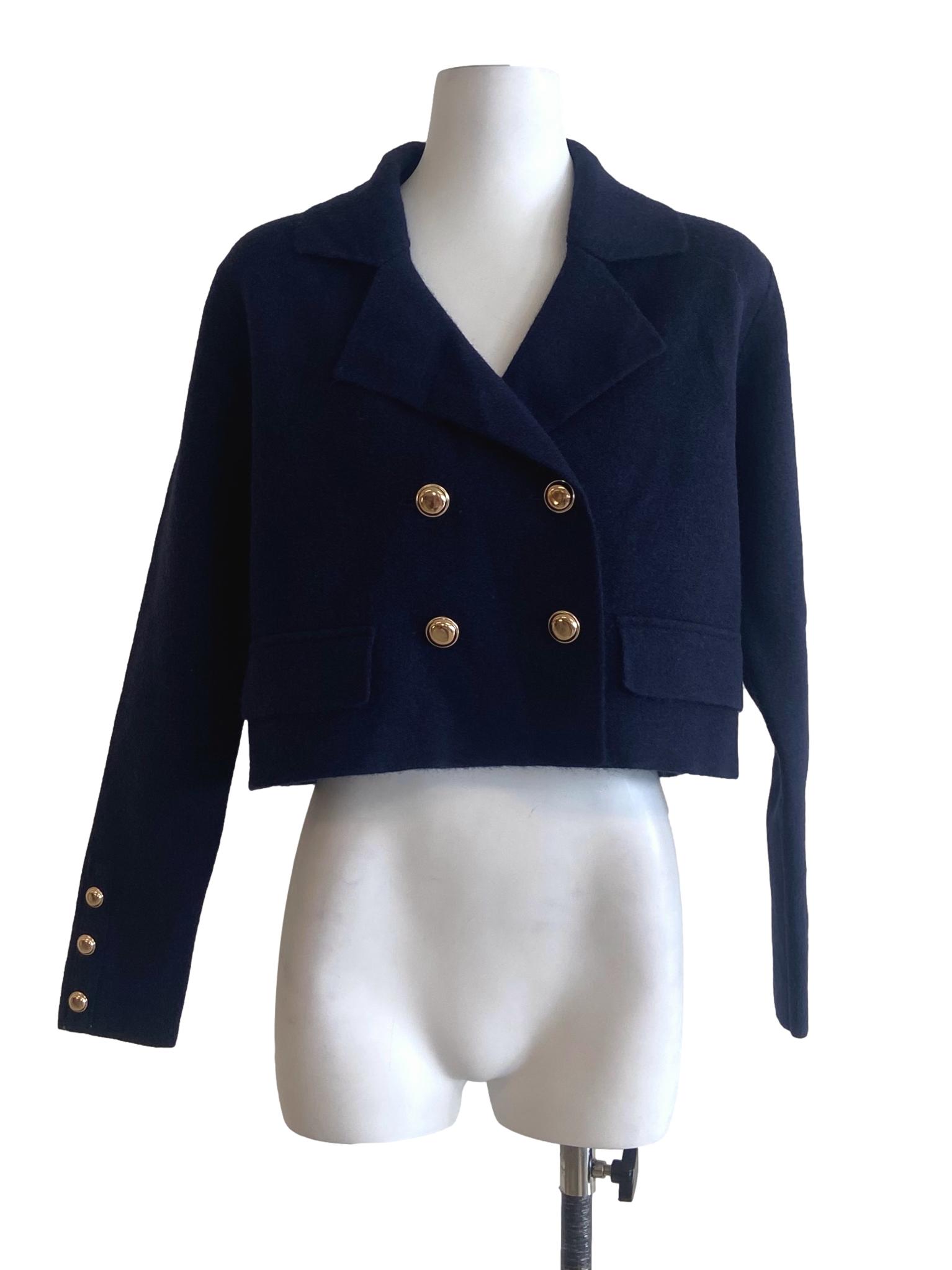 Denim Blue V-Neck Crop Cardigan
