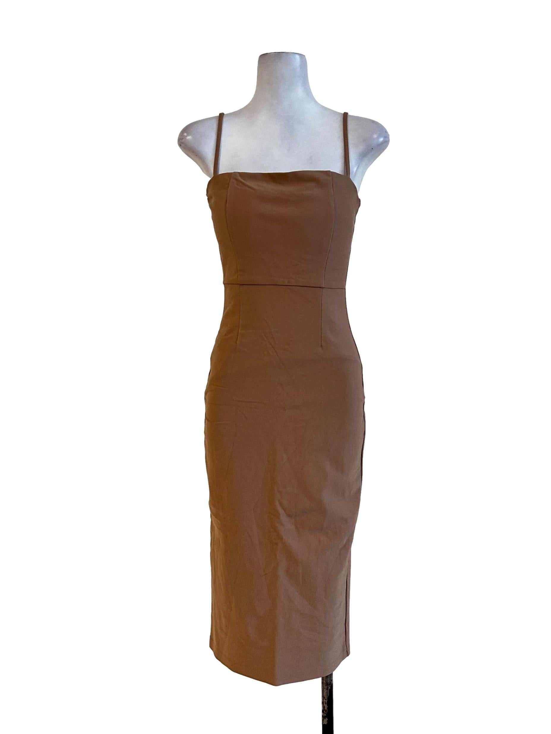 Sepia Beige Slip Back Dress