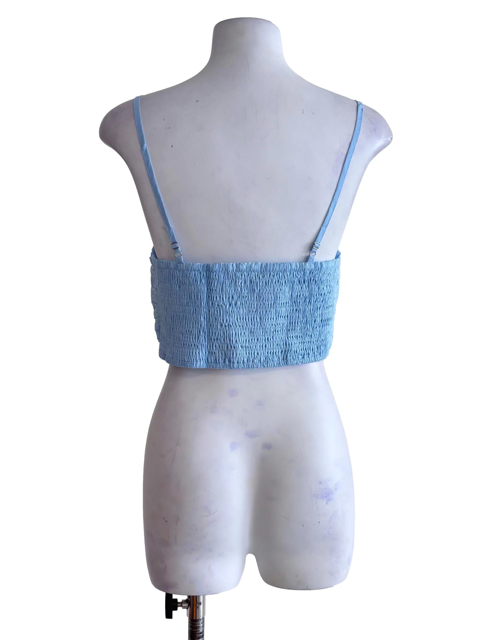 Light Blue Eryn Ruched Side Crop Top