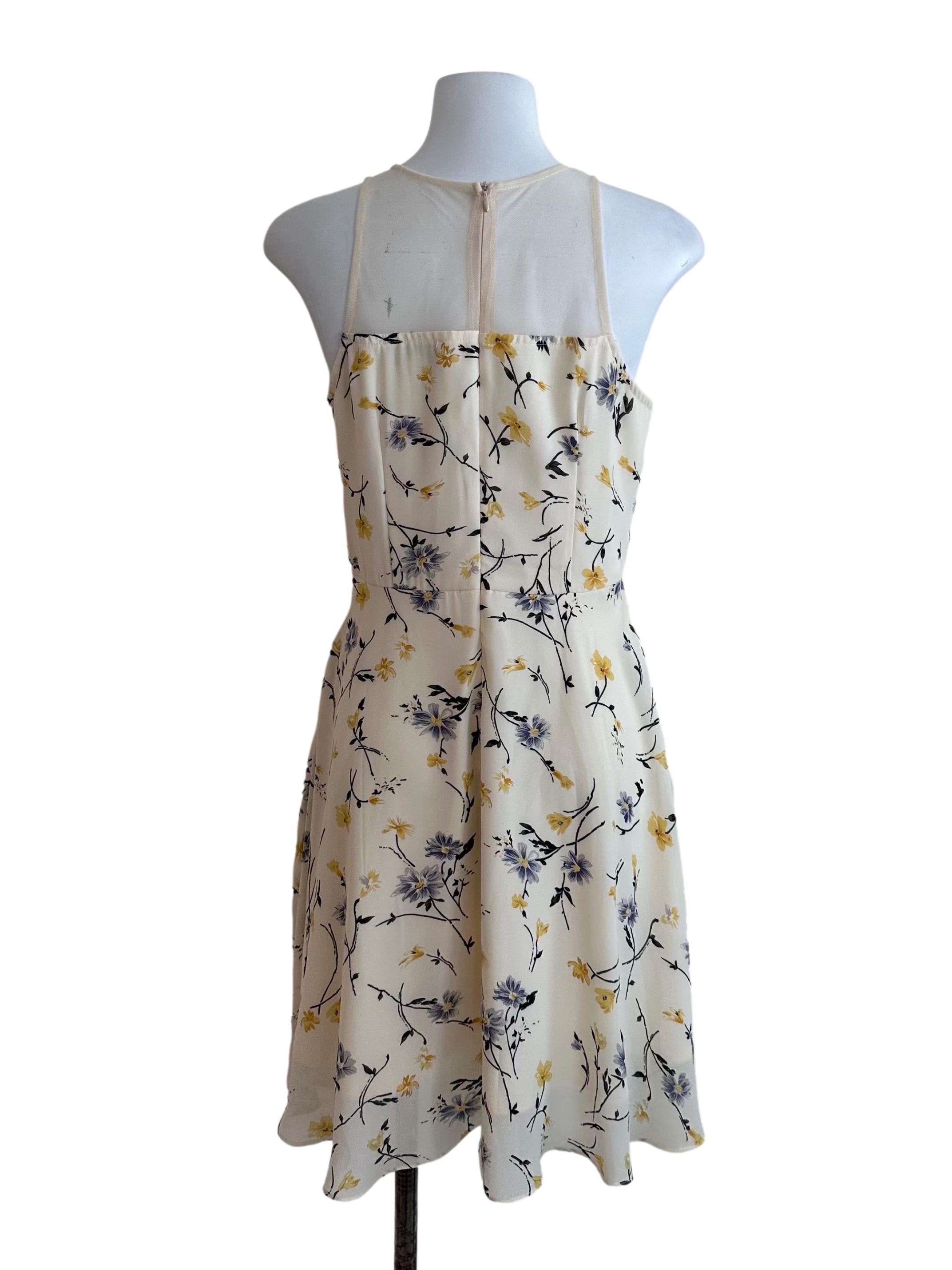 Butter Yellow Floral Mesh Net Dress