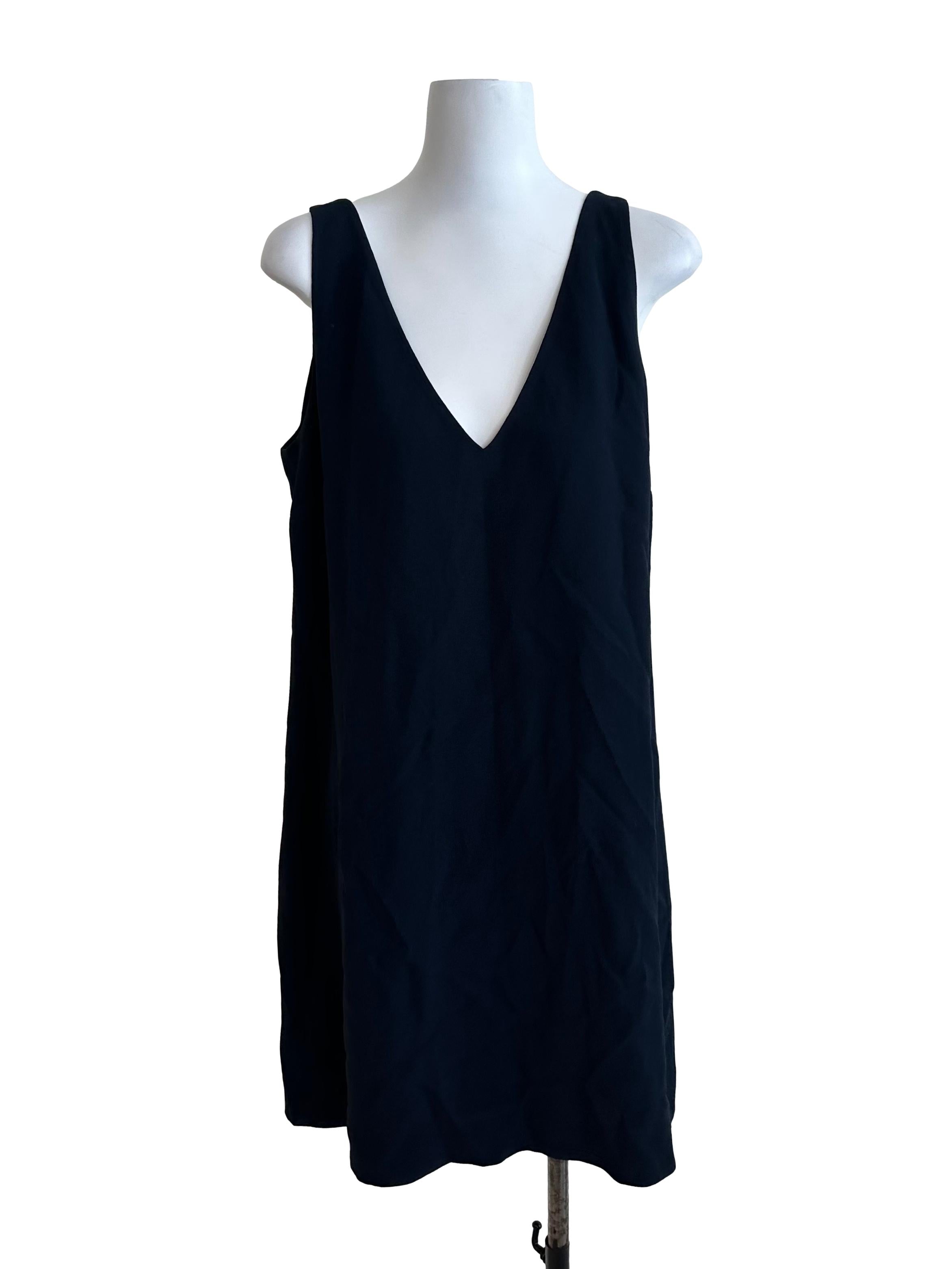 Navy Blue V Neck Shift Dress