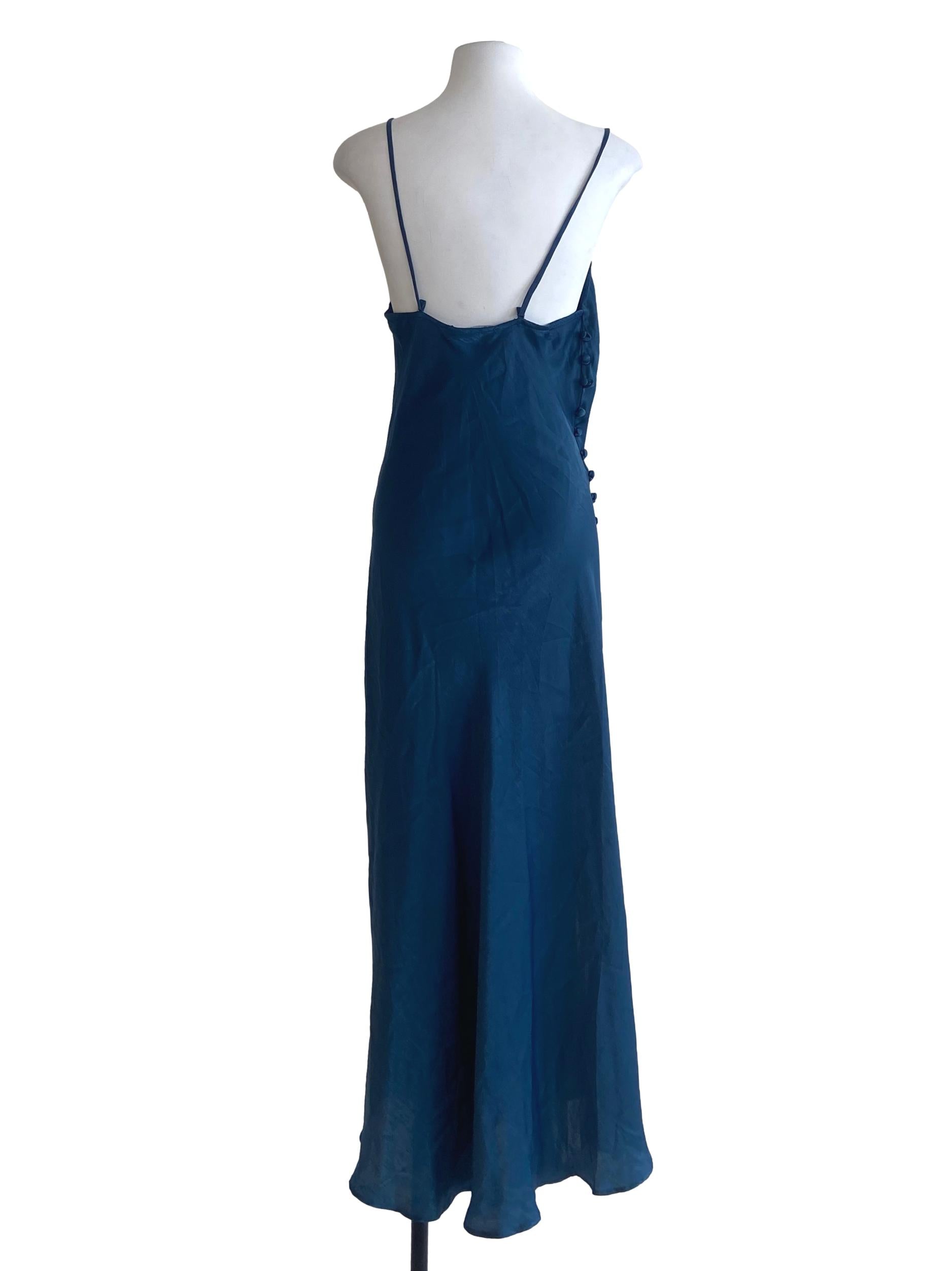 Aegean Blue Spaghetti Straps Cowl Slip Dress