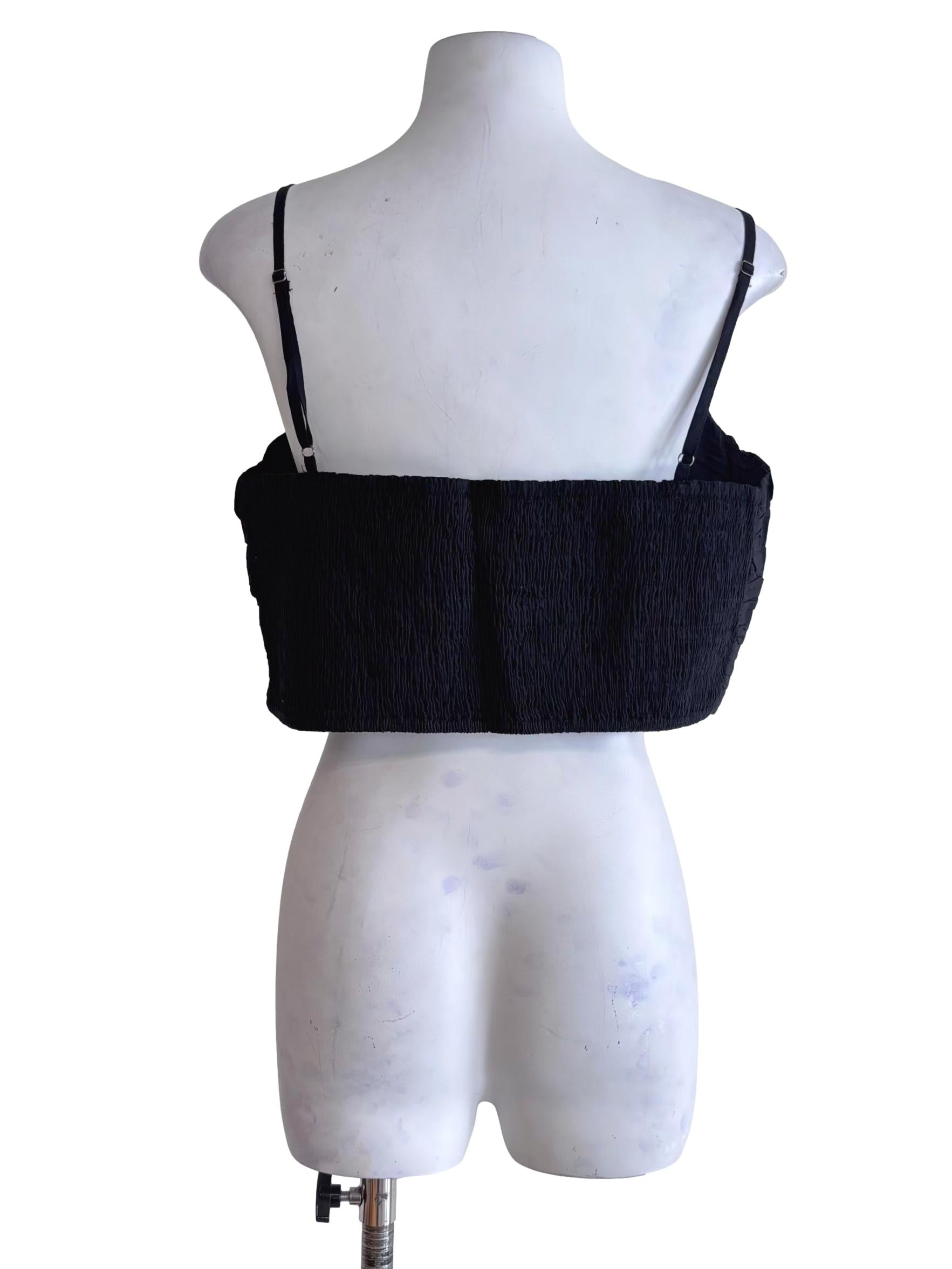 Black Eryn Ruched Side Crop Top